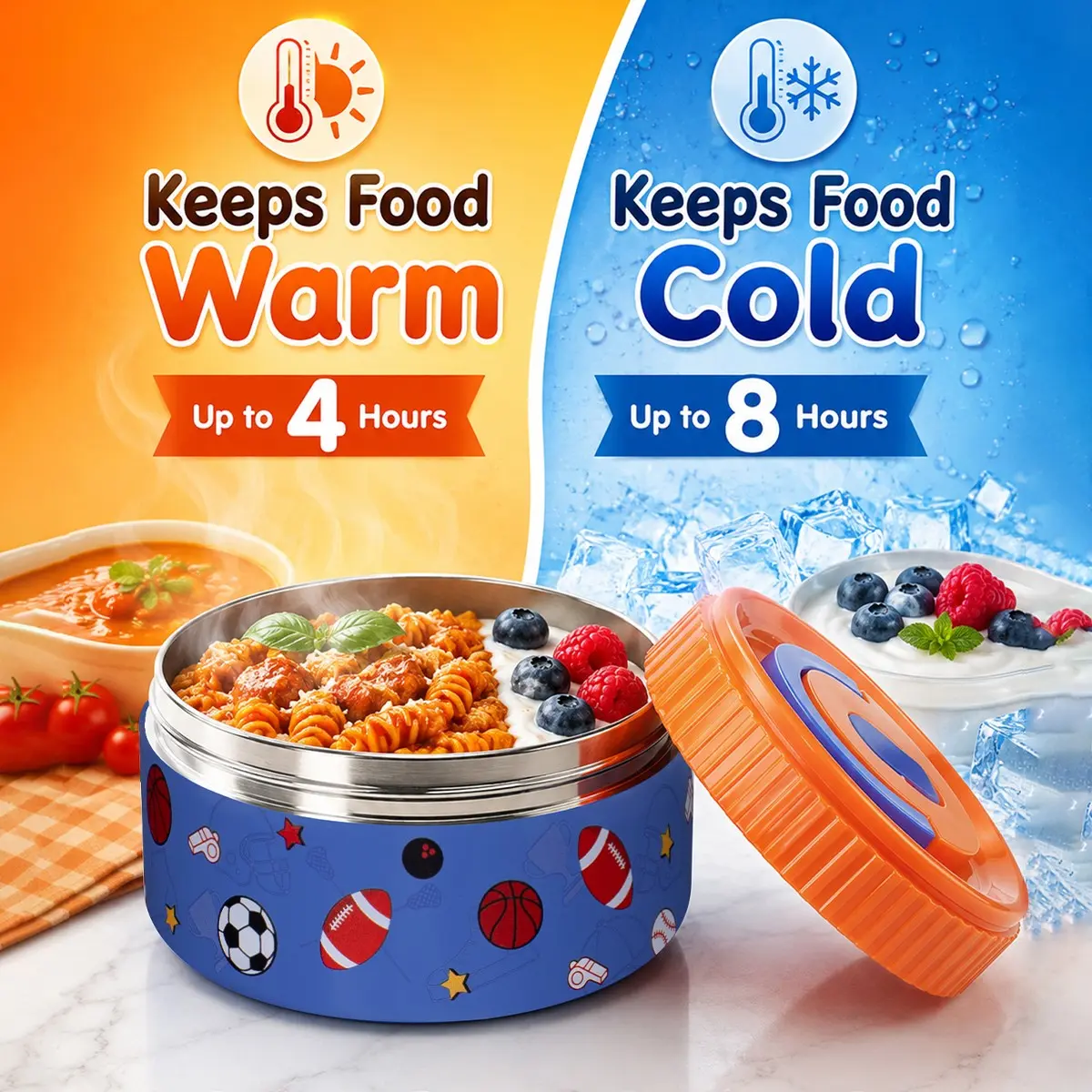 Portable Soup Jar with Lid, Leak-Proof Noodle/salad Container, Lightweight Utensil for Camping, Hiking, Picnic, Back-To-School, Gift Idea