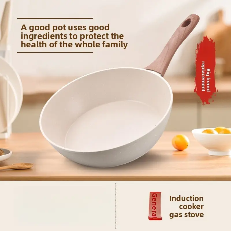1PC Coating-Free Maifan Stone Non-stick Wok & Frying Pan, Universal for Induction