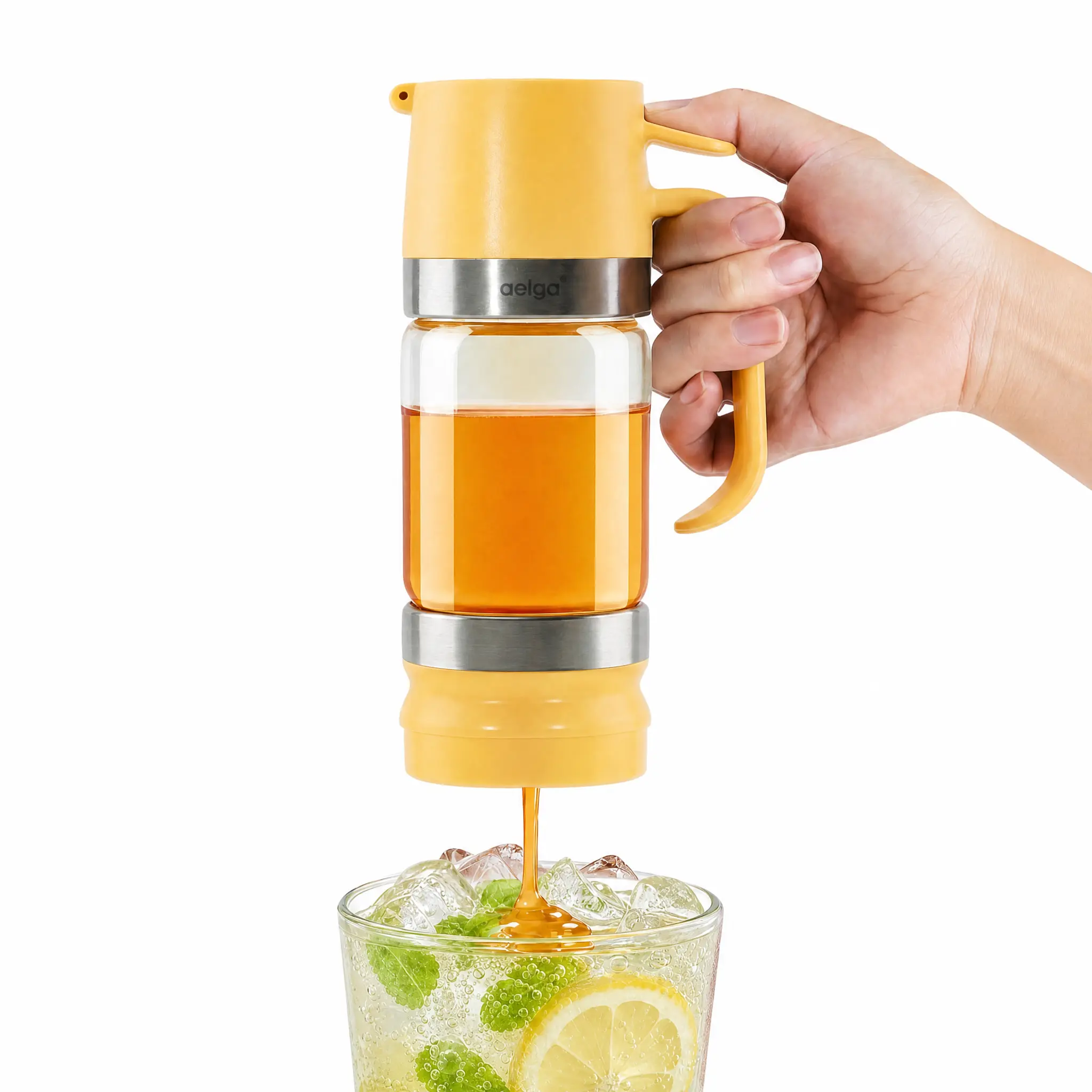 Aelga Glass Honey Dispenser No Drip - 9 OZ Honey Pot Honey Jar with Handle - Maple Syrup Dispenser