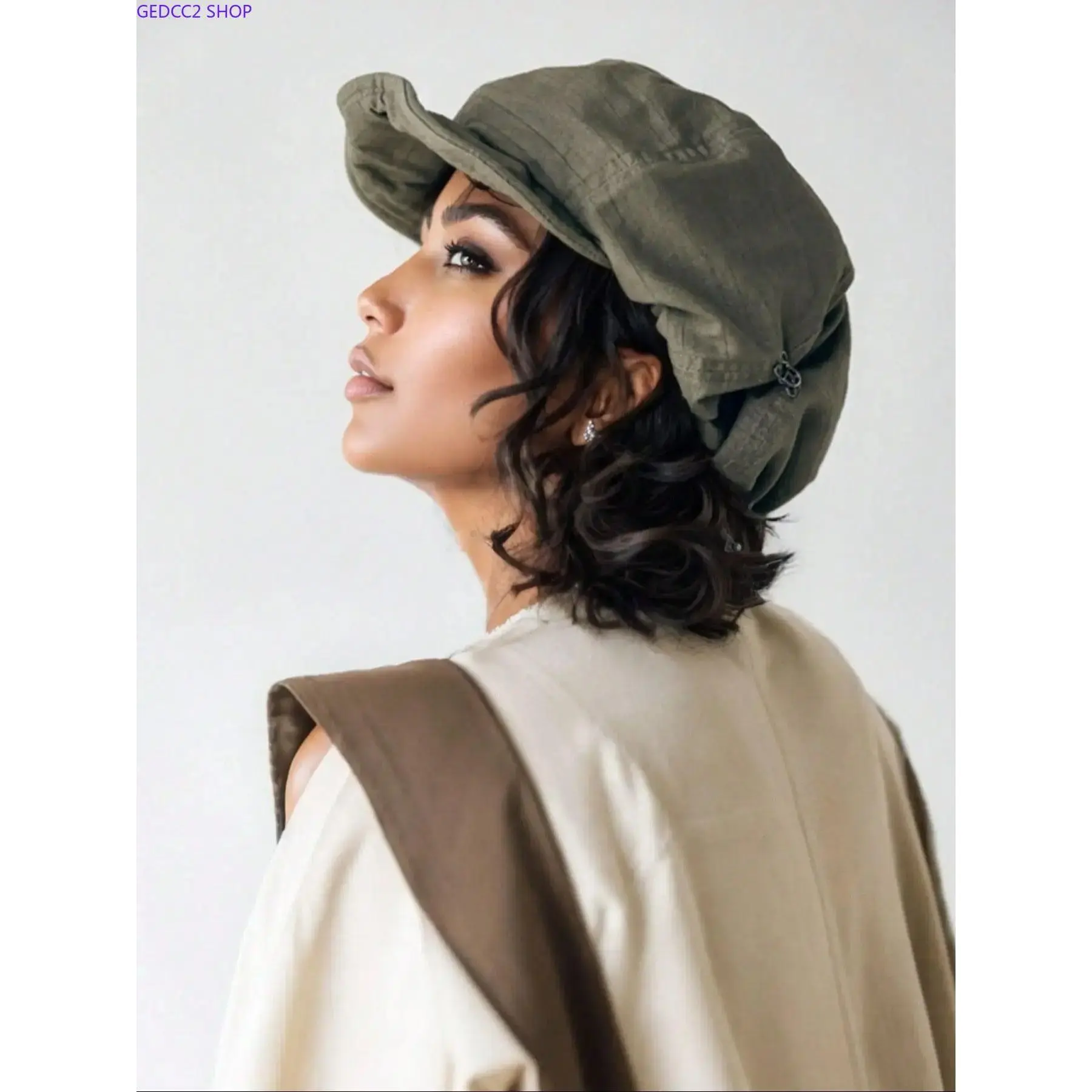 Retro Artistic Newsboy Cap for Women, Slouchy Cotton Casual Hat, Breathable and Adjustable Large Size Spring Accessory, Hats, Accessories For Women, Adjustable Cotton Cap, Female, 3D