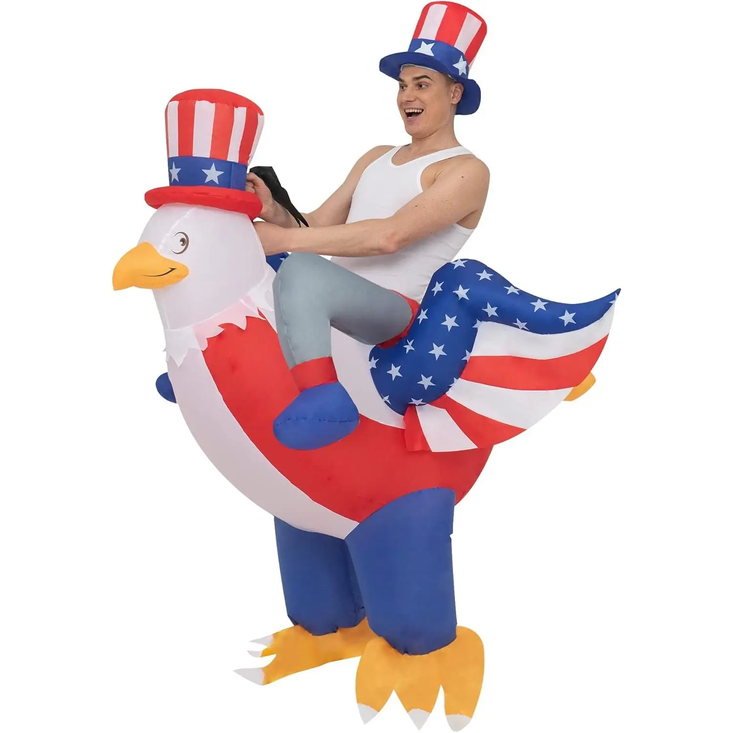 Adult Size Menswear Full Body Polyester USA Eagle Independence Day 4th of July Inflatable Costume Clothes for Parade, Halloween