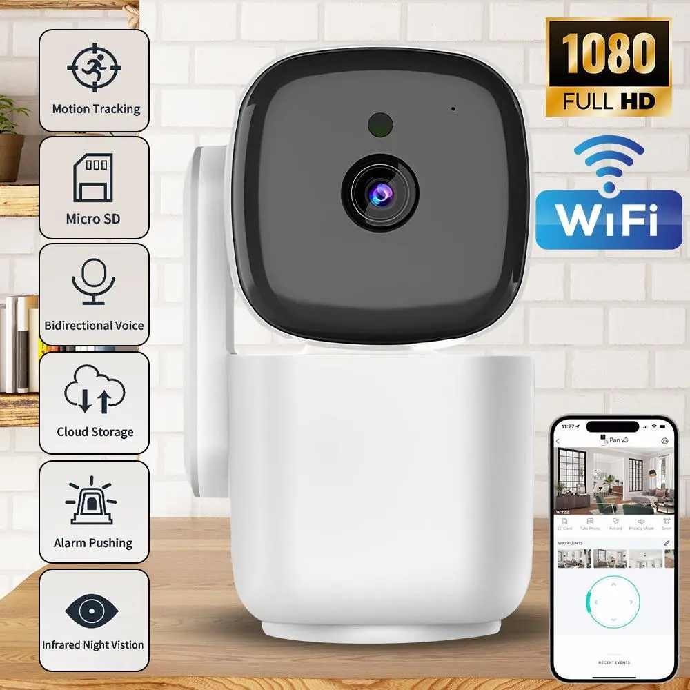 1080P WiFi Digital Security Camera Indoor – 360° Pan Tilt Surveillance Camera with Speaker, Motion Tracking, Night Vision, 2-Way Audio, AI Detection, App Remote Control, Card Support, Easy Mount Installation, Home Monitor (Non-Waterproof)