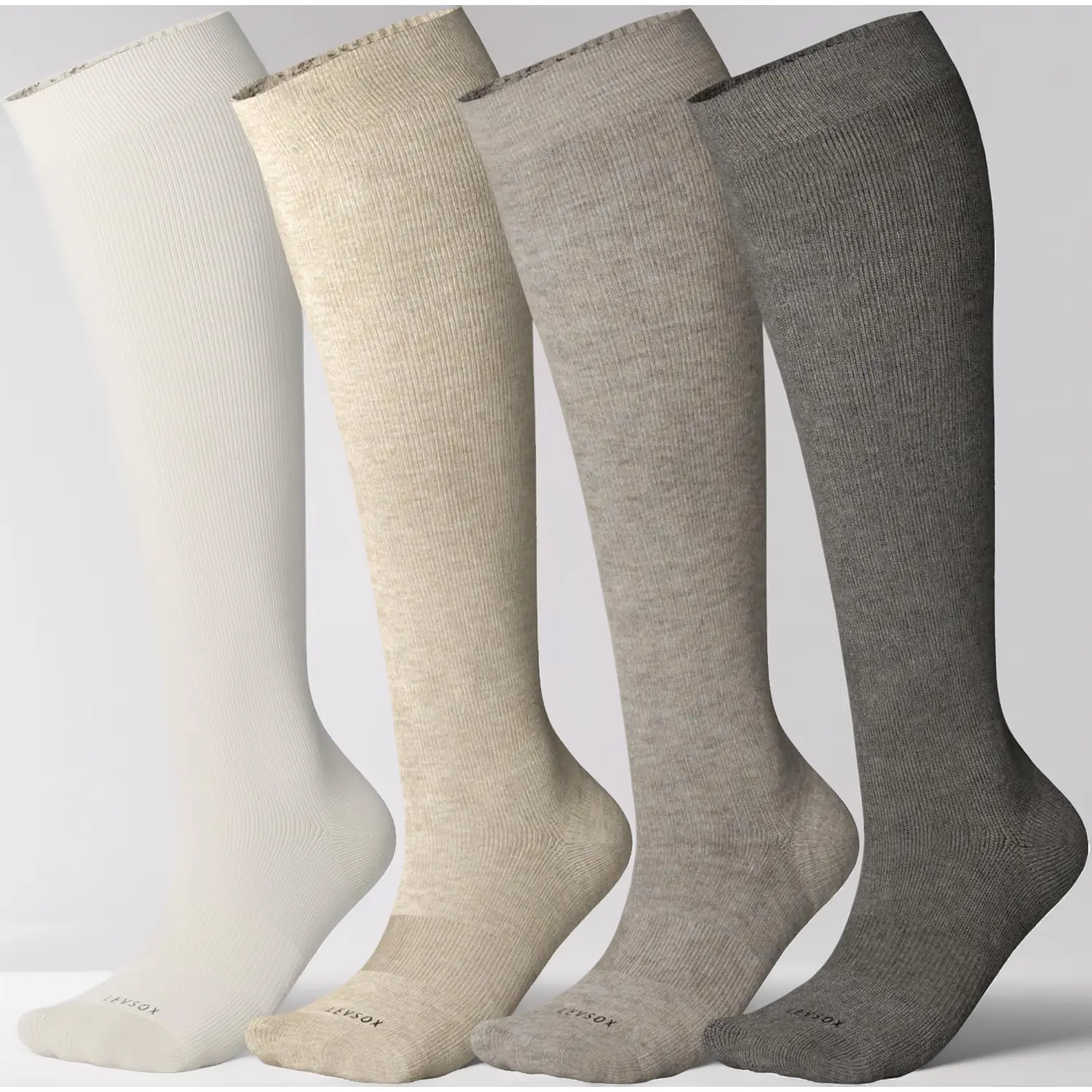 Plain Bamboo Knee High Compression Socks, 20-30 mmHg, 4-Pair Black (Fits Small Sizes) for Men & Pregnant Women, Circulation & Swelling Relief Socks, Compression Wear, Simple Solid