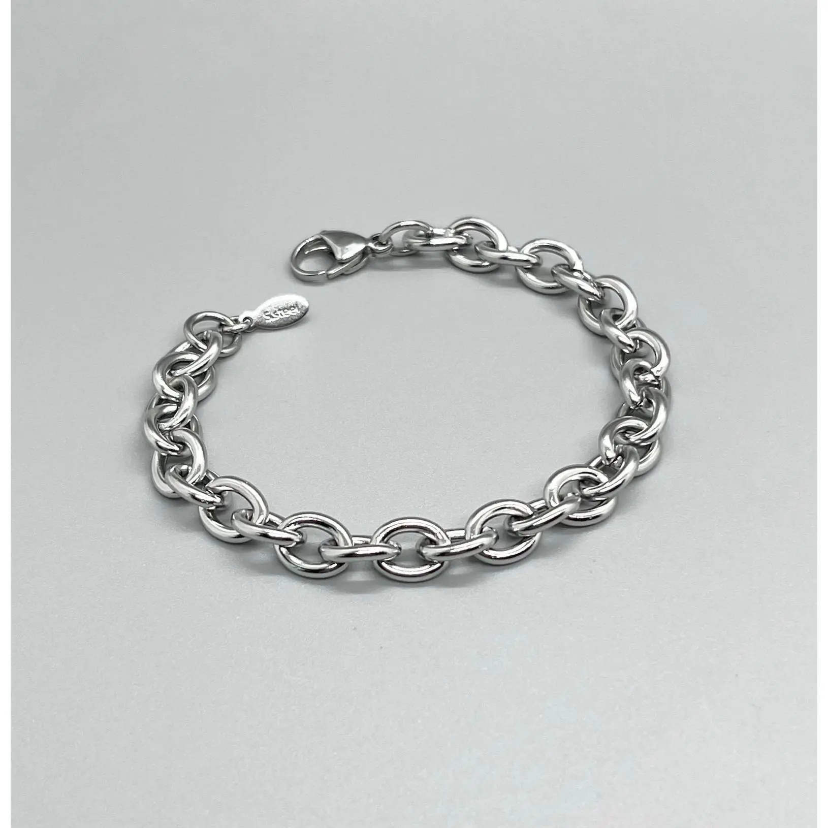 Stainless Steel Chunky Cable Chain Bracelet No Tarnish Silver Unisex Jewelry