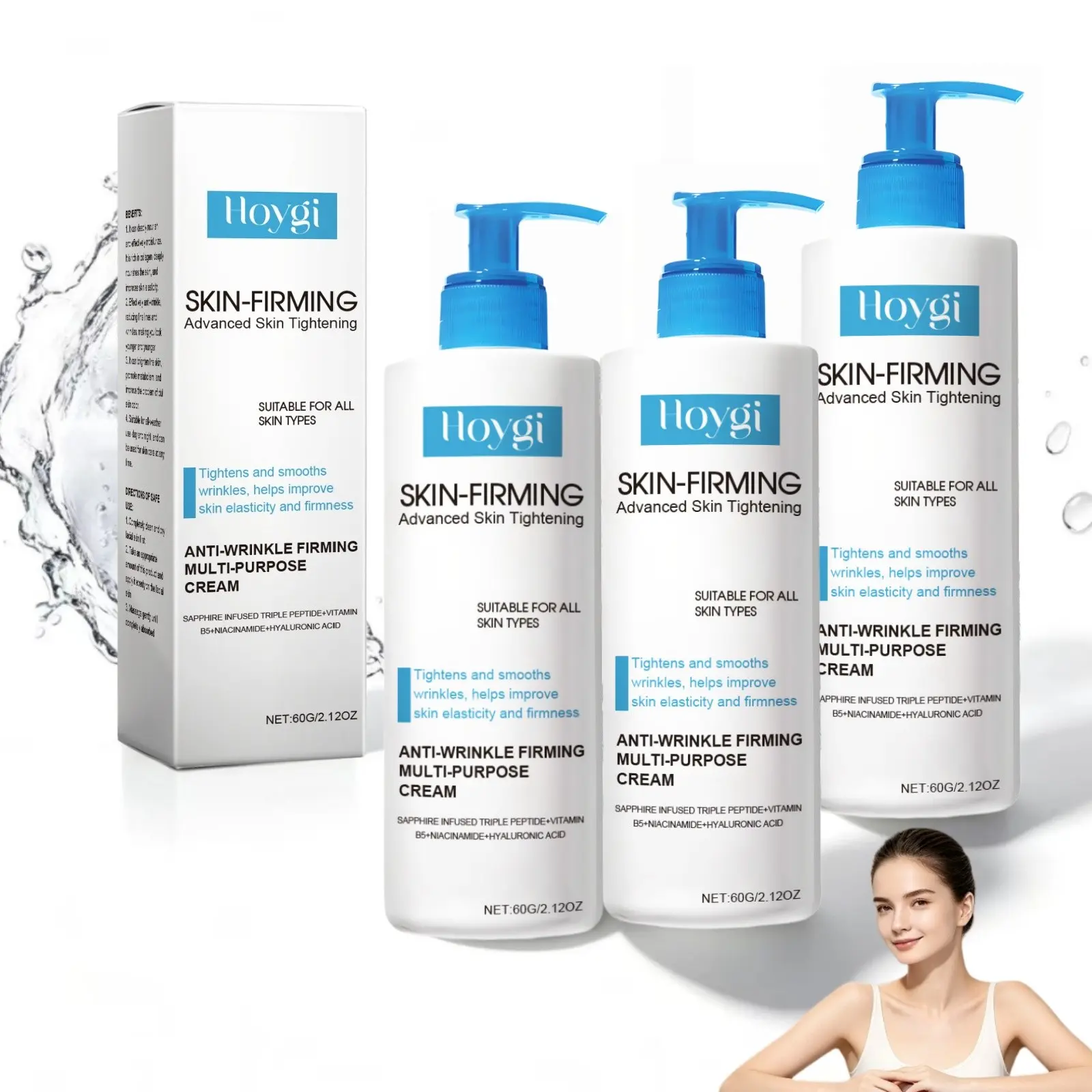 Anti-Wrinkle Firming Multi-Purpose Cream 3 Counts，Ultra Firming Body Lotion, Daily Repair Moisturizing Cream, Gentle Hydrating Care for Dry & Sensitive Skin, Softening Formula