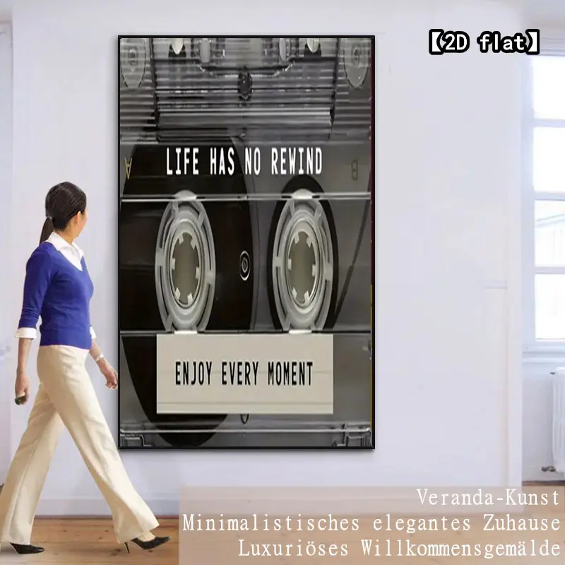 【2D flat】Tape Reminder: Enjoy the Moment - 1 Piece Modern Life Frameless Decoration, Decorative Painting Art, Neutral Texture, Wall Decoration for Bars, Homes, and Dormitories, Cafes, Living Rooms