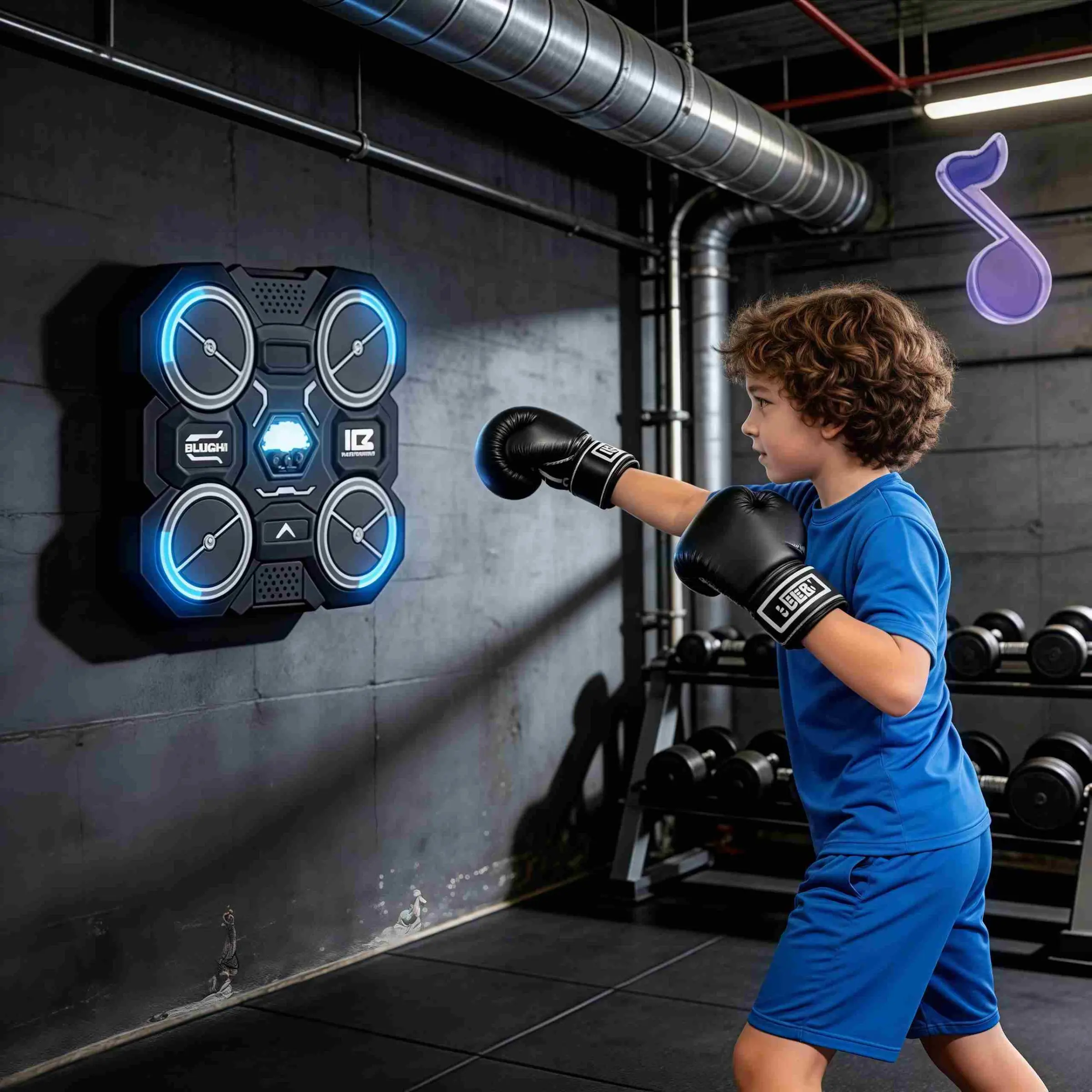 Smart Music Boxing Trainer for Kids and Adults, Portable Fitness Device, Home Gym Use, Includes Gloves, No Plug Needed, Battery Required, Music Boxing Machine