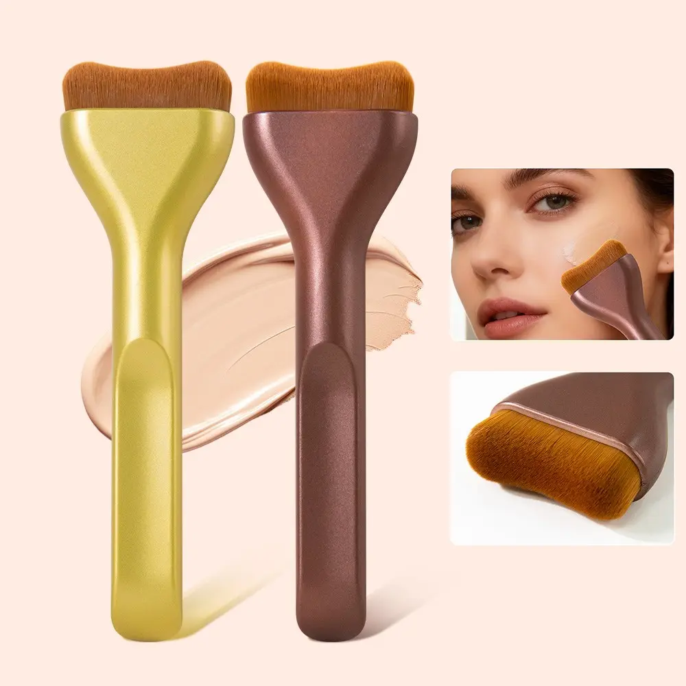 U-Shape Foundation Brush, Dense Ultra-Fine Fiber, Non-Irritating Makeup Tool, Ideal for Foundation, CC Cream, Concealer, Natural Finish, Face Makeup Brush