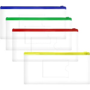 4PCS Clear Plastic Envelopes File Folders with Pockets PVC Pencil Case Pouch Zipper Storage Bags for Documents Cash Puzzles Travel Organizing Art Craft School Office Supplies, 9.4 x 4.7inchfidget toys