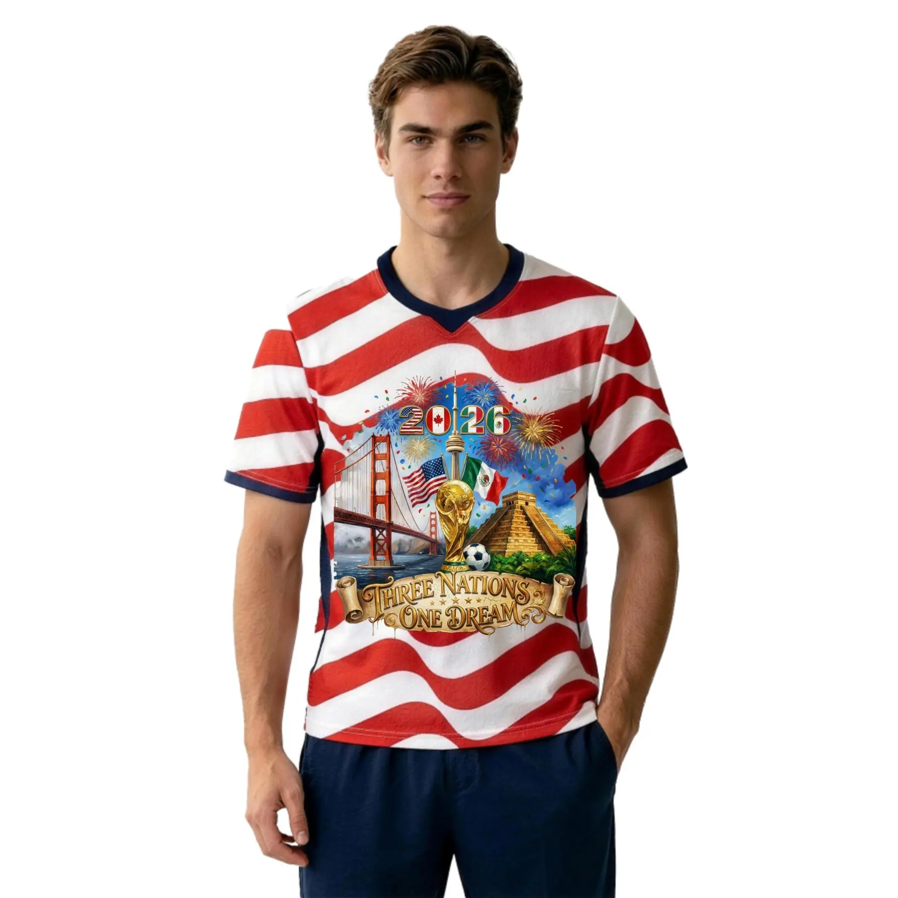 Sporty Style, Football Jersey, 2026 Three Nations One Dream Design, Sublimation Printing, Men's Active Wear