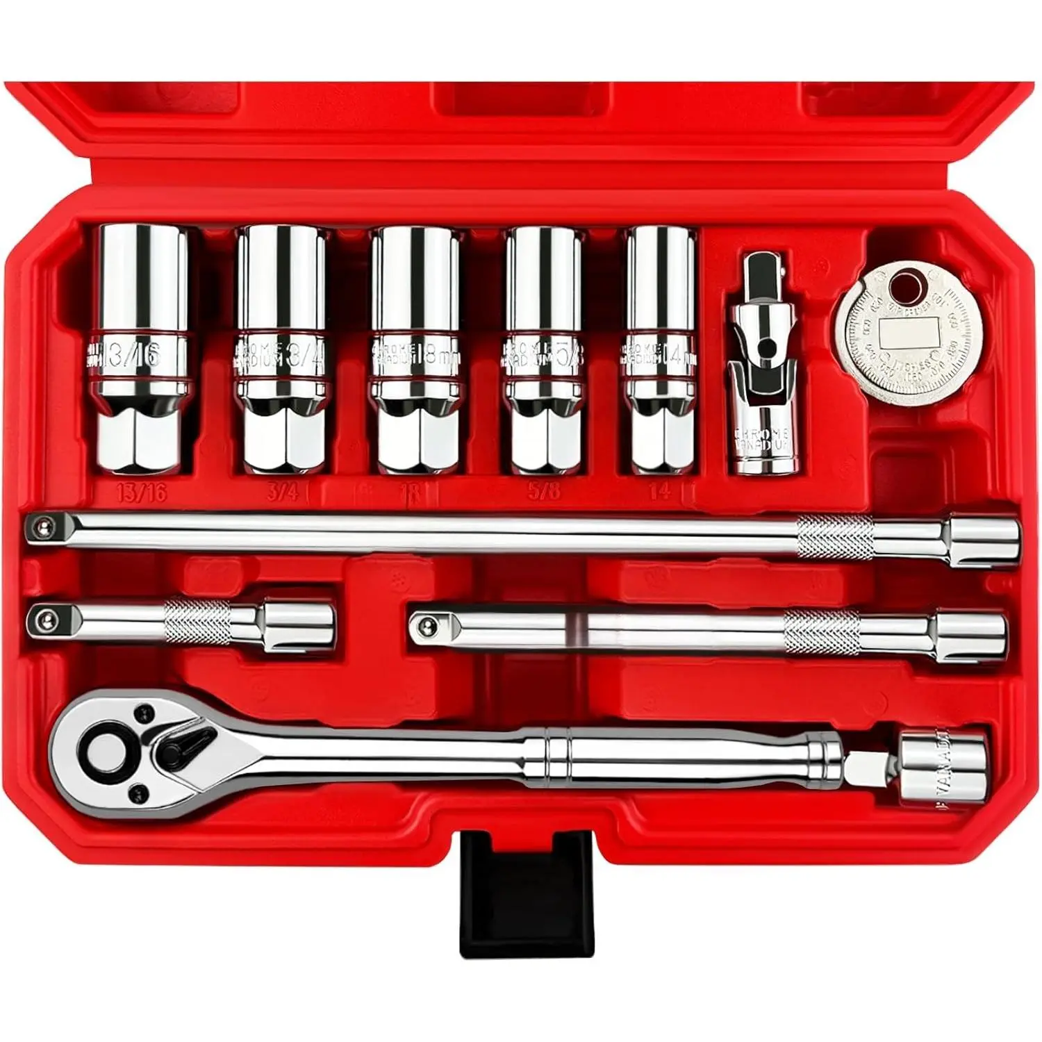 12Pcs Spark Plug Socket Set, 3/8" Drive Ratchet Handle with Mirror Polished Sockets, Spark Plug Gapper, Universal Joint and Extension Bar, Spark Plug Removal Tool with Rubber Retaining Ring