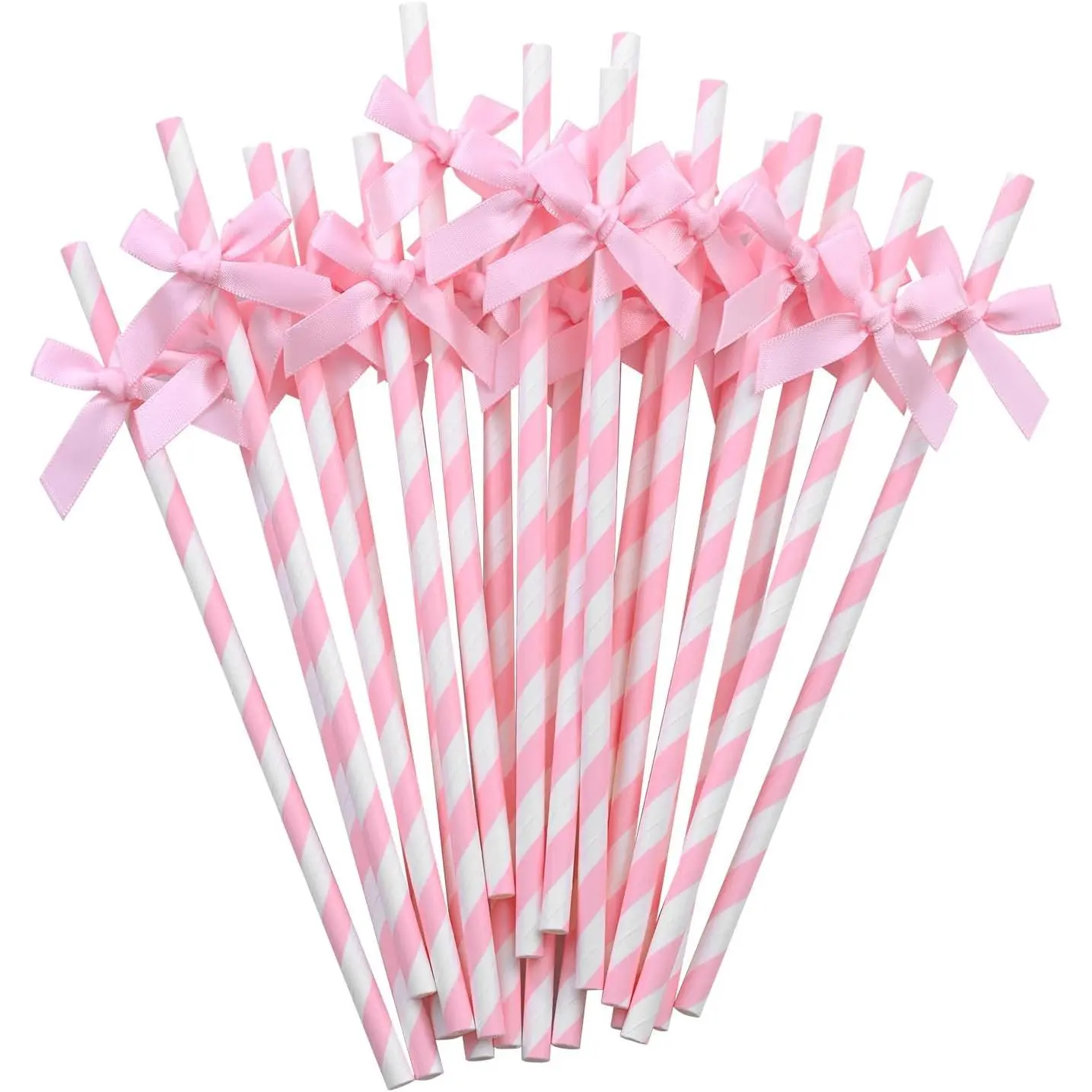 20 count  Bow Straw, 7.7inch Cake Pops  Sticks  Cute Paper Straw, Wedding, Picnic, Birthday, Party Supplies for Juice Coffee   Smoothie Milkshake