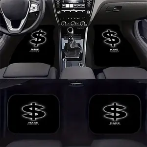 4pcs Car Front And Rear Seat Floor Mats • Digital Printing Mats • Dollar Sign Earn Money • Suitable for All Car Models • Anti-Slip Decorative Additions for Protection • B28