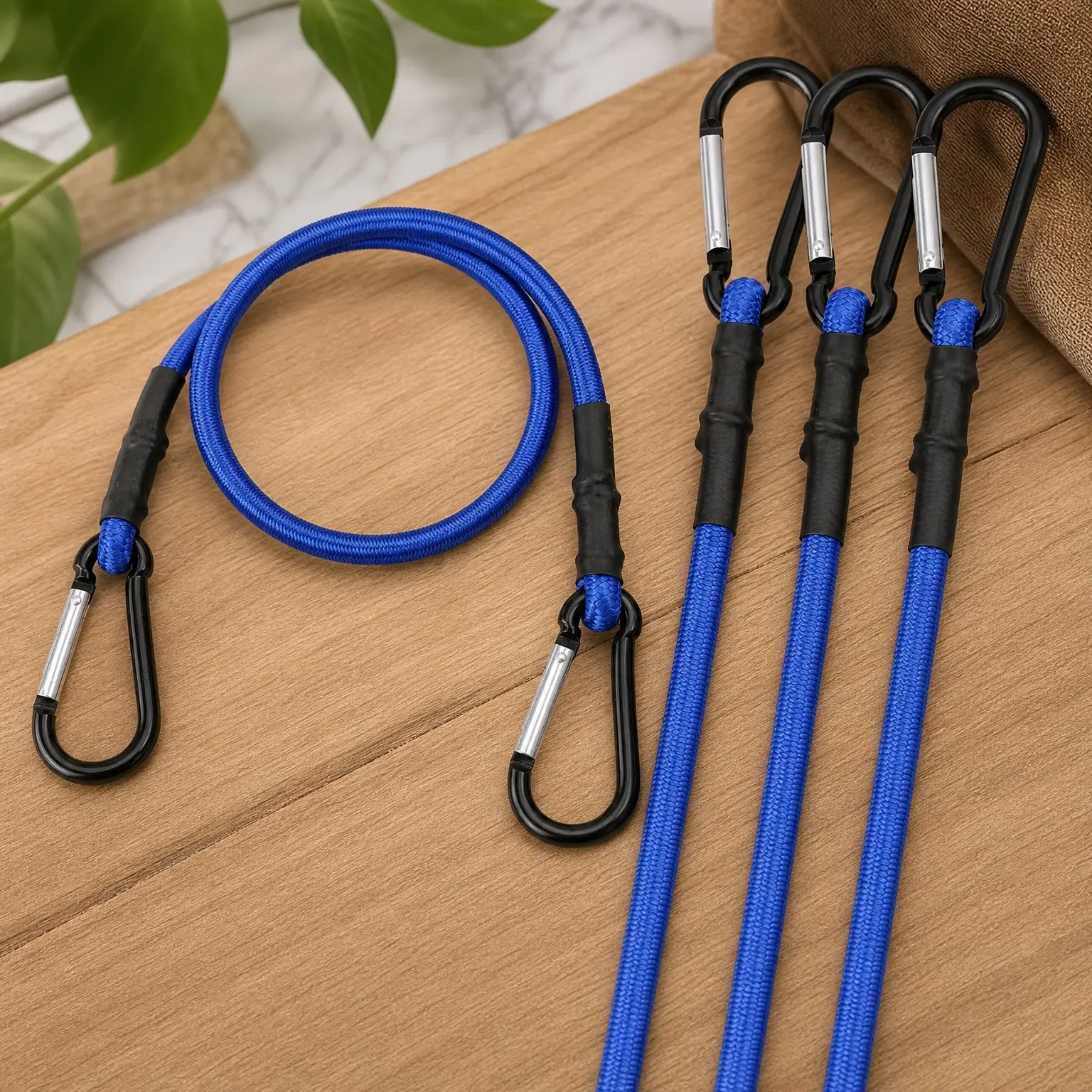 24 Inch Bungee Cords with Hooks, 4 Pack Heavy Duty Elastic Straps, Strong Rubber Rope for Camping, Cargo, RV, Bike, Tent, Luggage Rack, Storage, Blue