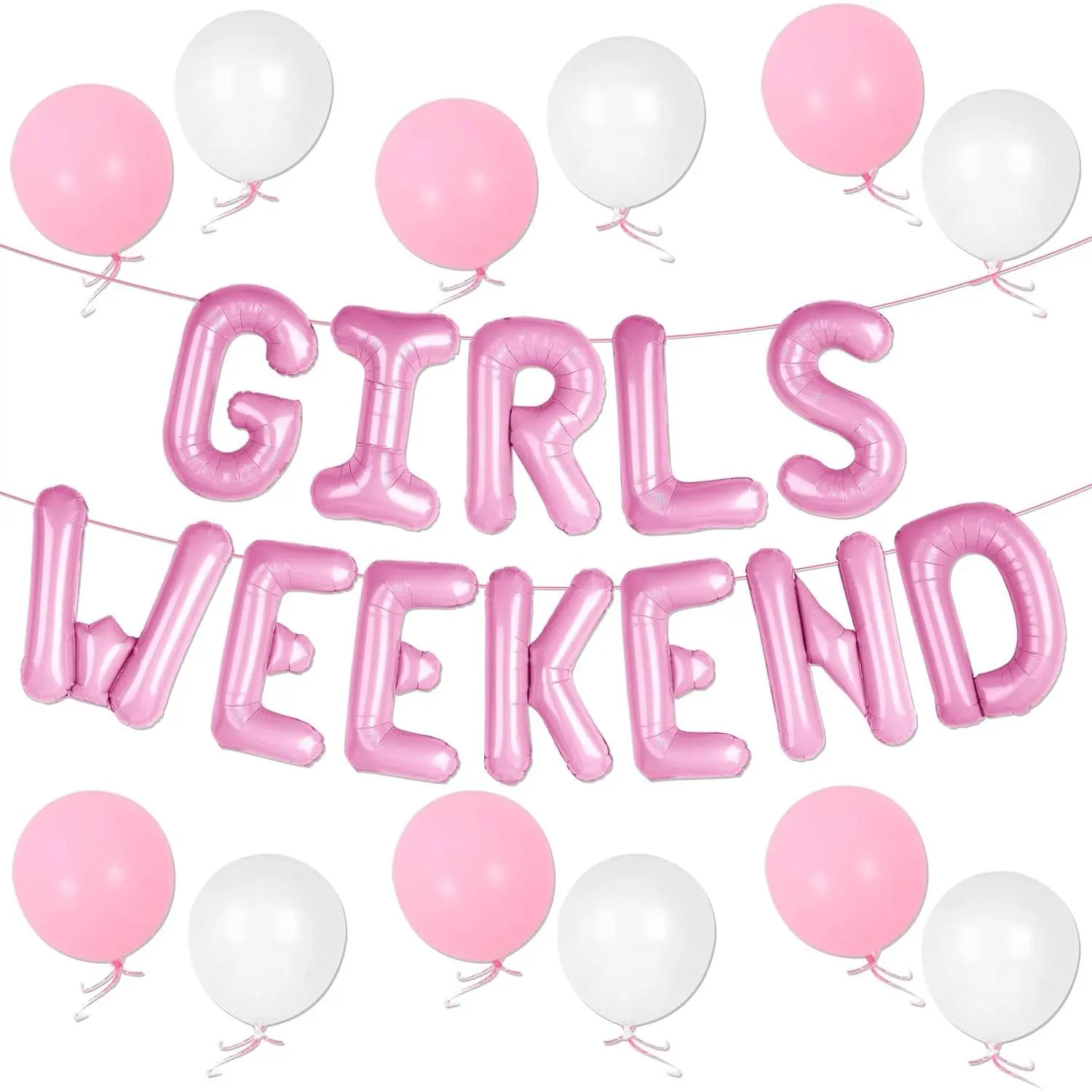 Glossy Decorative 16-in Sparkly Latex Balloons & Balloon Letters Set, 20-Piece Fun Theme Girls' Party Decorations for Birthdays, Engagement Celebrations