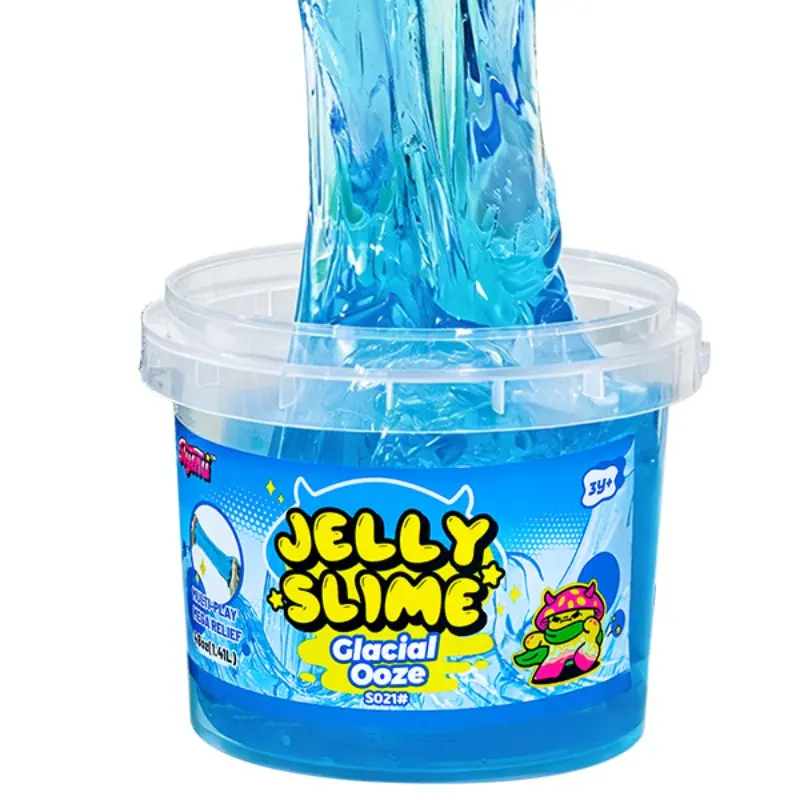 Slymu Jelly Slime Glacial Ooze - Clear, Blue, Unscented, Sensory Fidget Toys, 3.1 lbs, Stress Relief, ASMR, Crisp Texture, Bucket, Party Favors for Kids, Birthday Gifts for Girls and Boys, Goodie Bag Stuffers