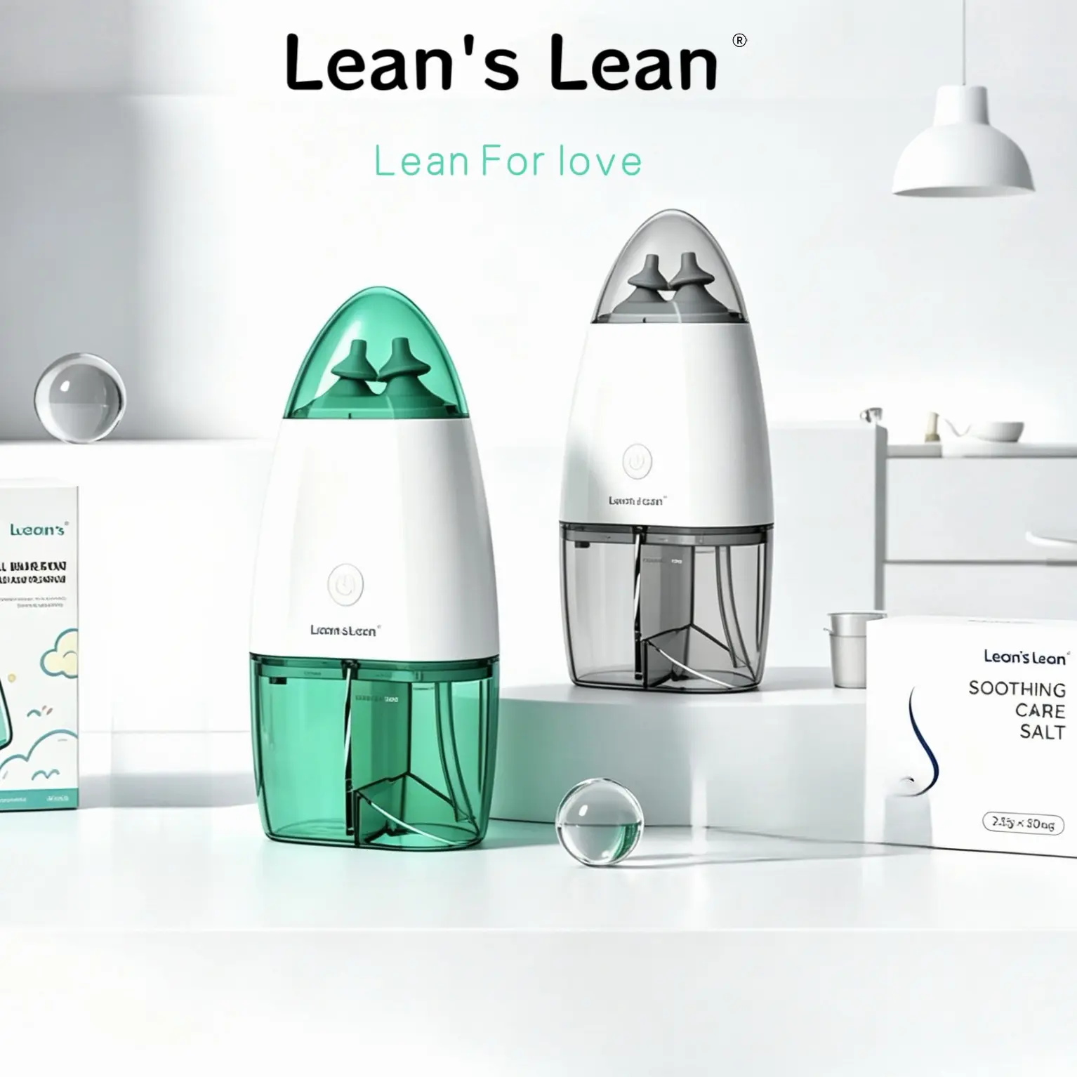 Leanislean Electric Nasal Irrigator, Nasal Irrigation System, Dual Soft Silicone Nozzles, Anti-Backflow, USB Charging, for Adults & Kids, Allergy Relief