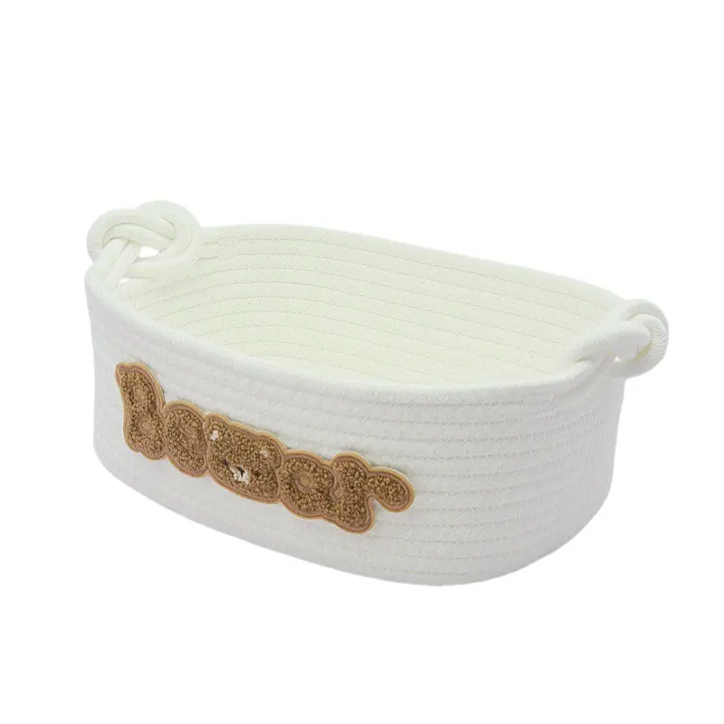 ins wind storage basket living room cute cotton rope storage basket children's toy book storage basket oval bottom gift basket Decorative Basket