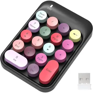 Numeric Keypad 18  with 2.4G Mini Portable Silent Number Pad USB Receiver Financial Accounting Keyboard Extensions for Laptop Desktop PC Pro(Black Mix)