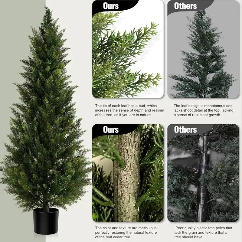 Artificial Cedar Christmas Tree, UV Protection, Indoor Outdoor Plant, 1pc Fake Pine Tree Stake, Living Room Decor, Garden Privacy Barrier, Fake Plant Decoration, Artificial Plants