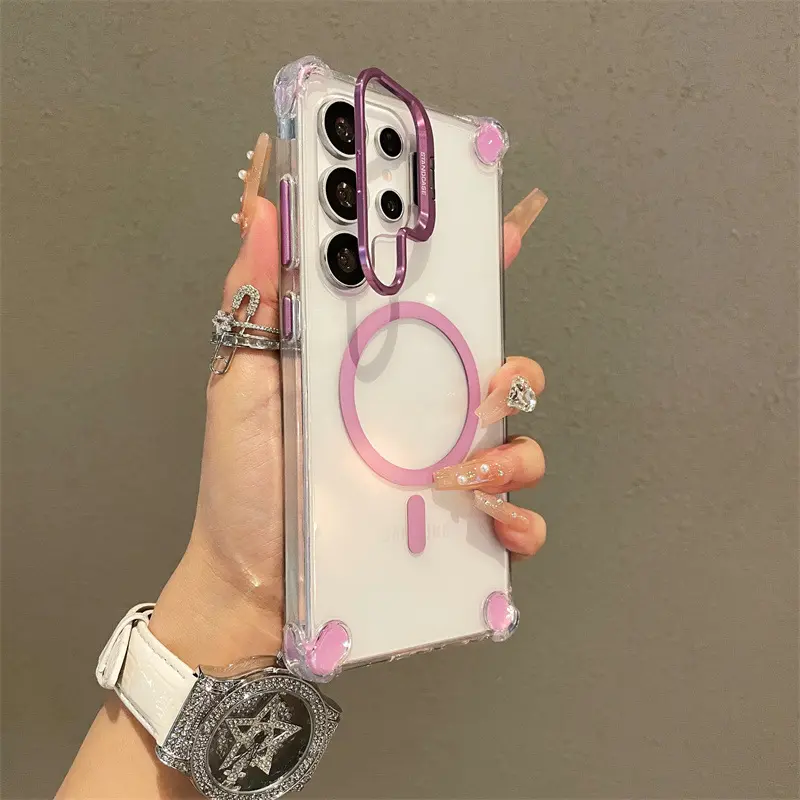 Galaxy Shockproof Corners & Camera Lens Protector & Stand Protection Phone Cases for Galaxy S25 S24 S23 Plus Ultra MagSafe Accessories