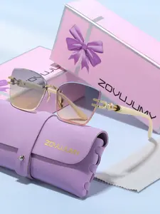 Zovujumy Frameless Sunglasses, Elegant Metal Embossed Temple, Slimming Design, Versatile for Daily Commute, Dating, Shopping, Gift Idea