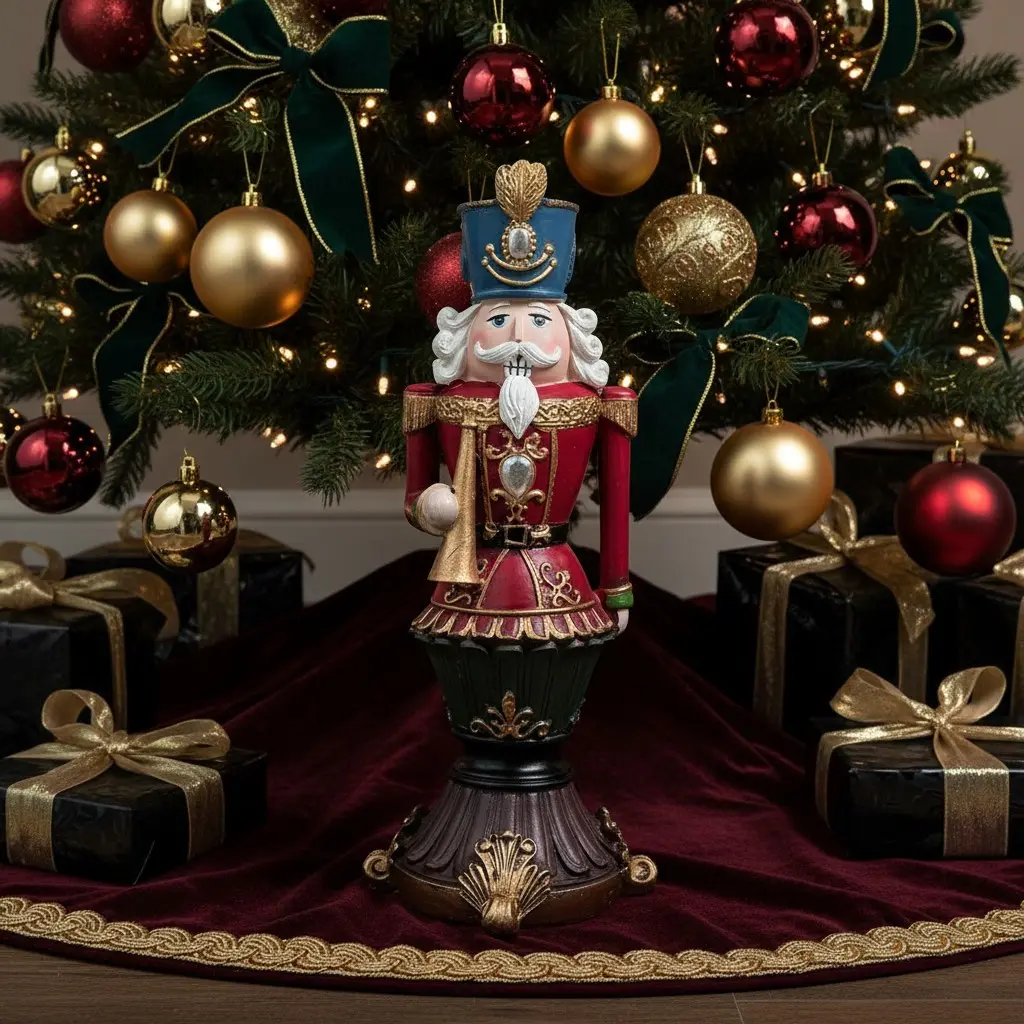 Classic Red & Gold Nutcracker Statue | Christmas decorations for home | Hand-Painted Resin Christmas Figurine | Traditional Holiday Decor for Home | Office & Fireplace Mantel, Perfect Thanksgiving & Xmas Gift | home decor