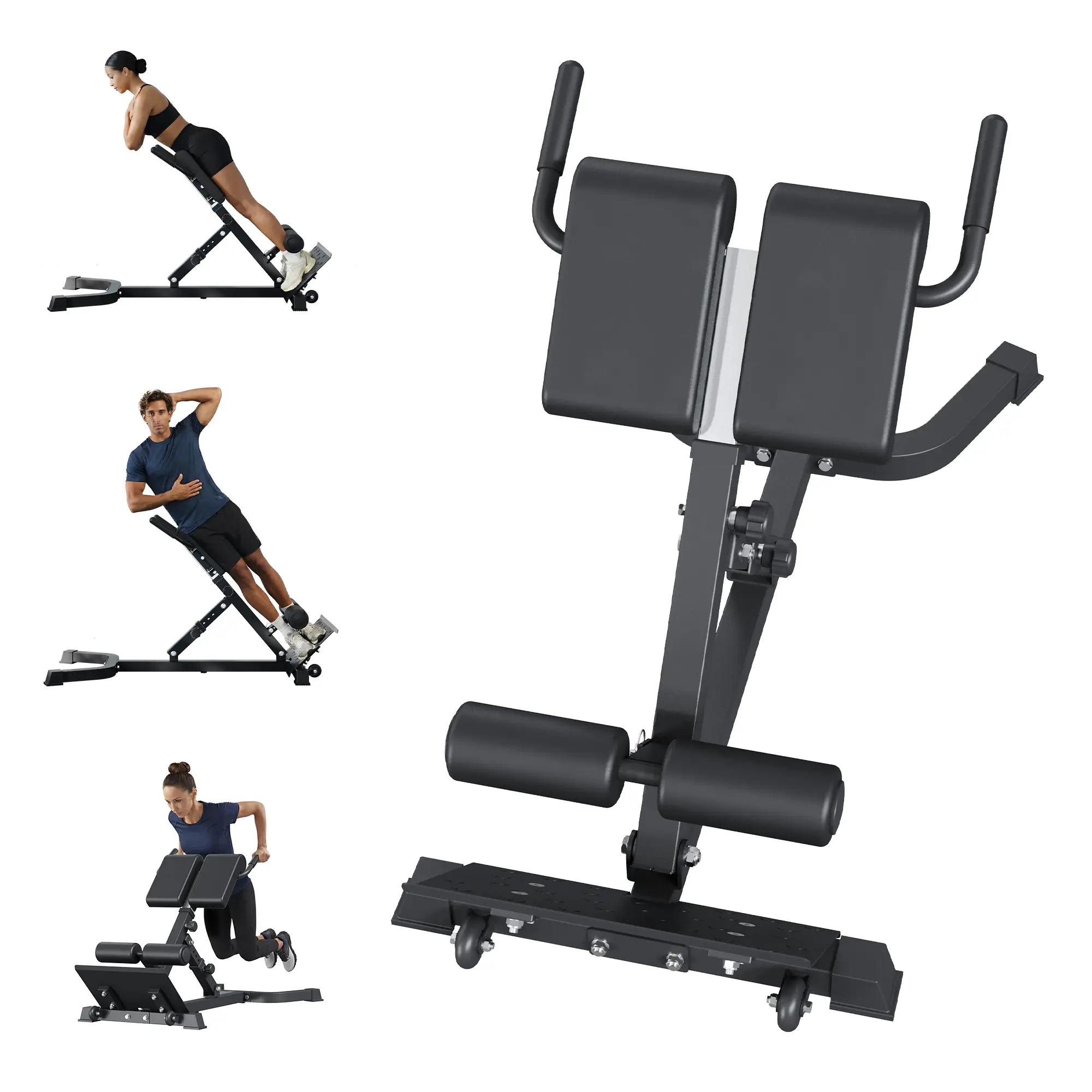 Adjustable Roman Chair Hyperextension Bench – 6 Height & 5 Angle Levels – Collapsible Back Extension Machine for Glutes, Hamstrings & Core – Oversized Footplate – Home Gym Strength Training Equipment