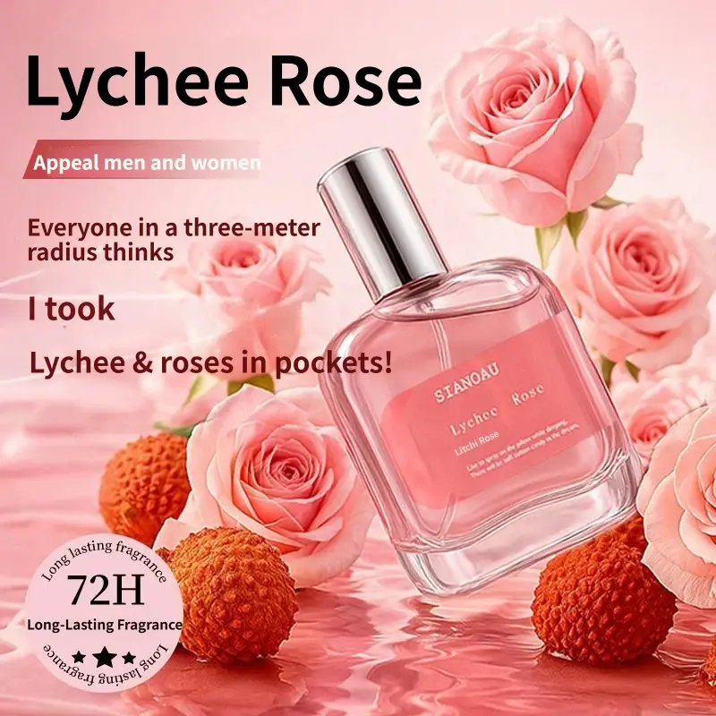 Sweet Lychee and Rose Floral Scent Ladies Perfume,Long Time Retention Light Fragrance, Mini Portable Body Fresh Care Perfume, Summer Underarm Odor Removal, Suitable for Young Ladies Romantic Date, Daily Office, Shopping, Trip, Party and Outdoor Activities