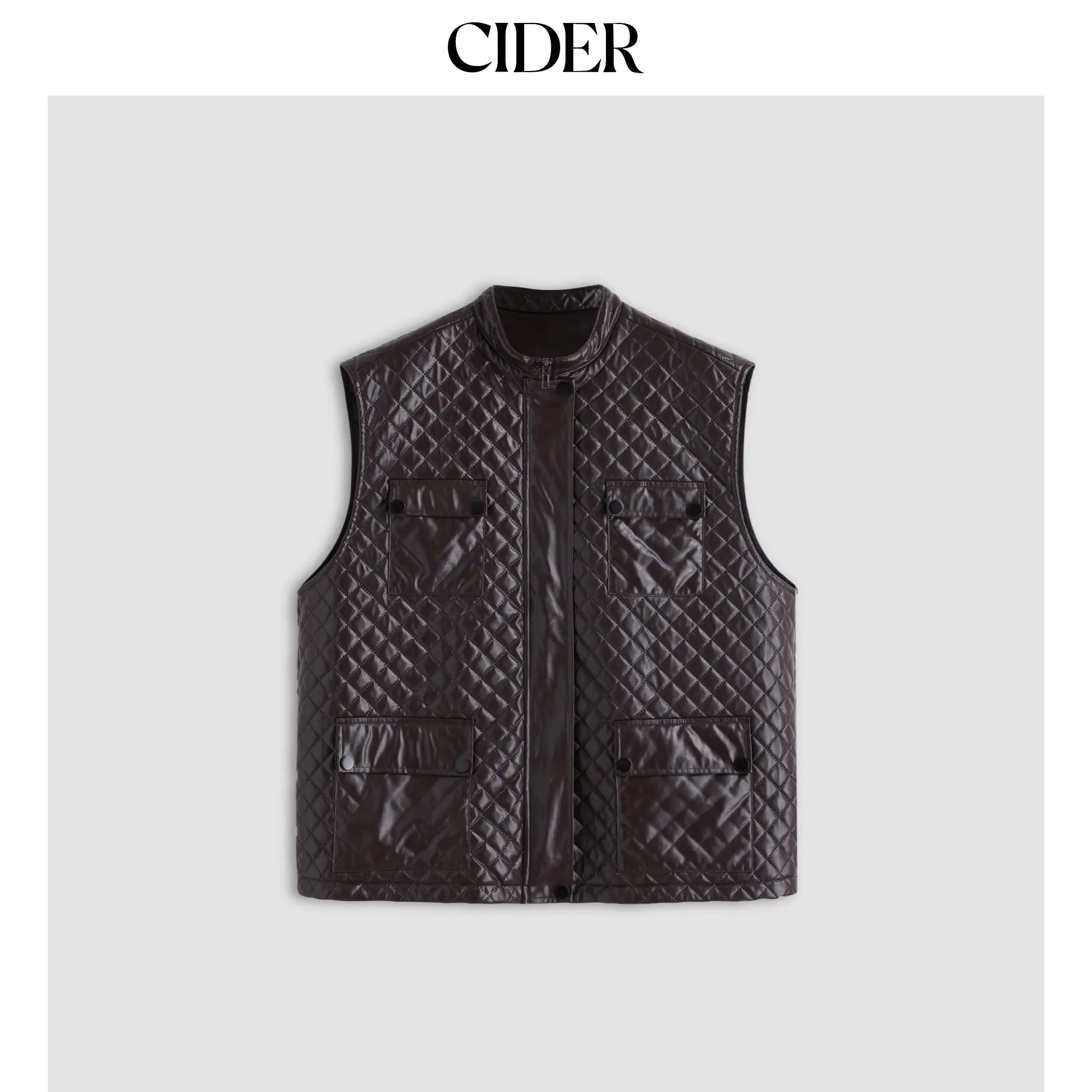 Cider Classic Brown Quilted Vest for Casual Daily Wear