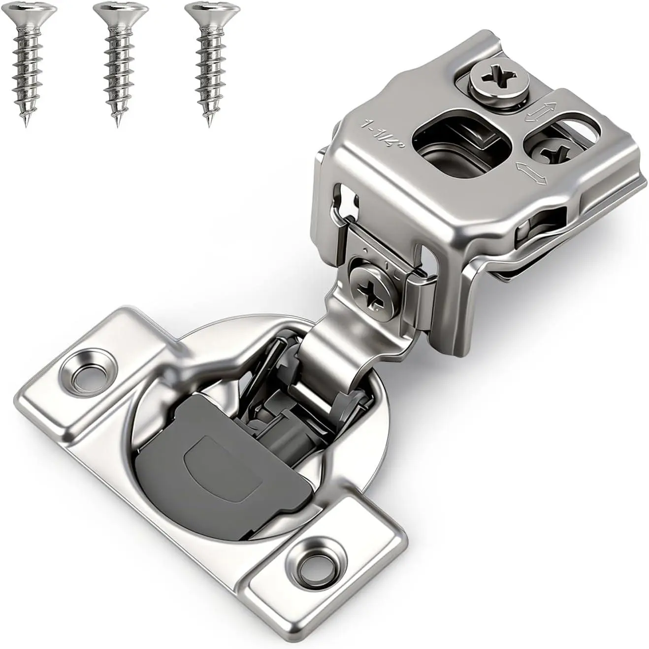1-1/4" Overlay Soft Close Hinges  Frame Cabinet Hinges, 1 Pair | 2 Pack, 105° Brushed Nickel Cabinet Hinges, Slow Close  Hinges,  Adjustable Concealed Hinges for Kitchen Cabinets