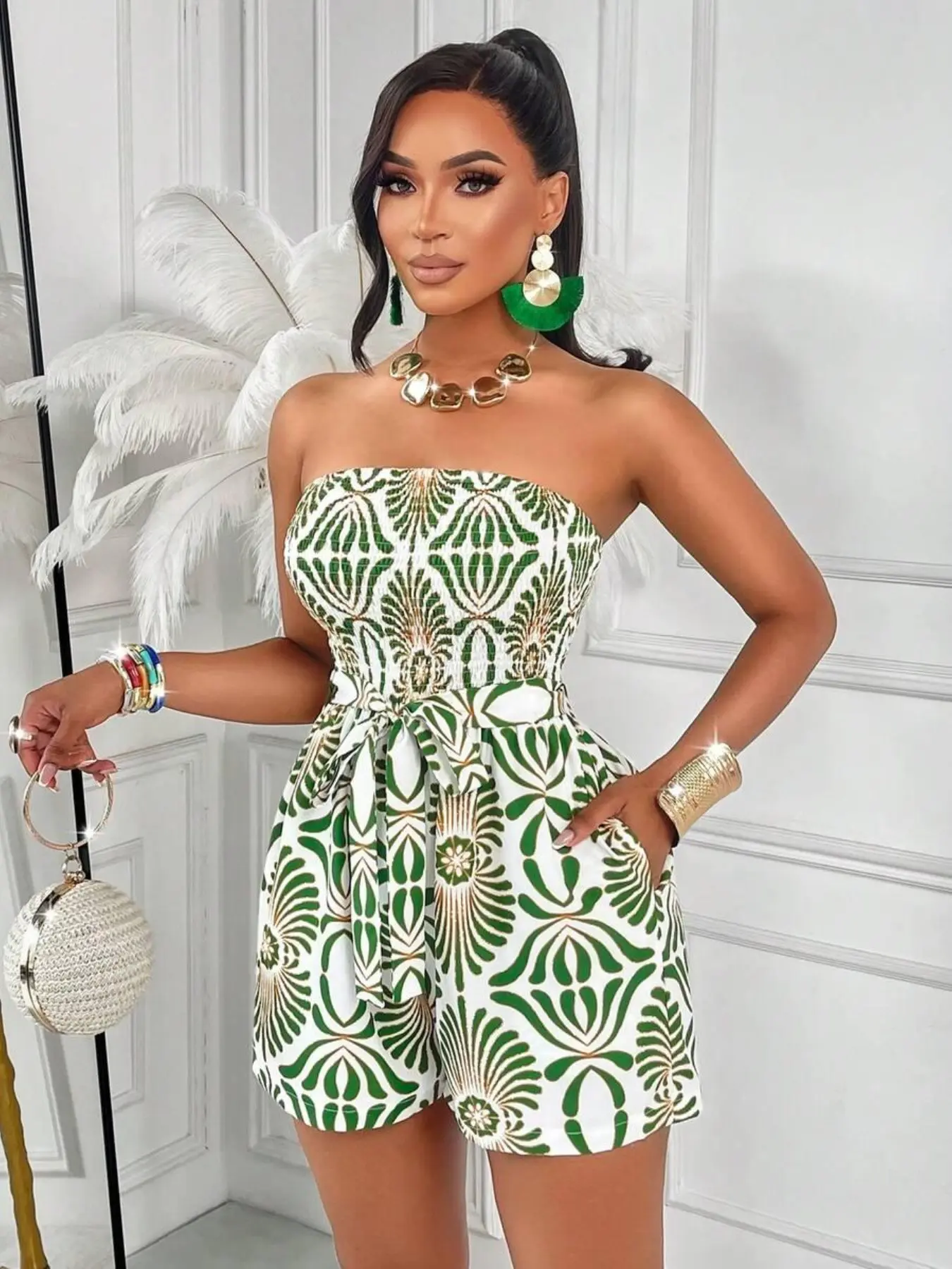 Sexy and Elegant Women's Floral Print Sleeveless Fashionable Jumpsuit, Casual Summer Style, Random Flower Pattern, Perfect for Daily Wear Floral Jumpsuits