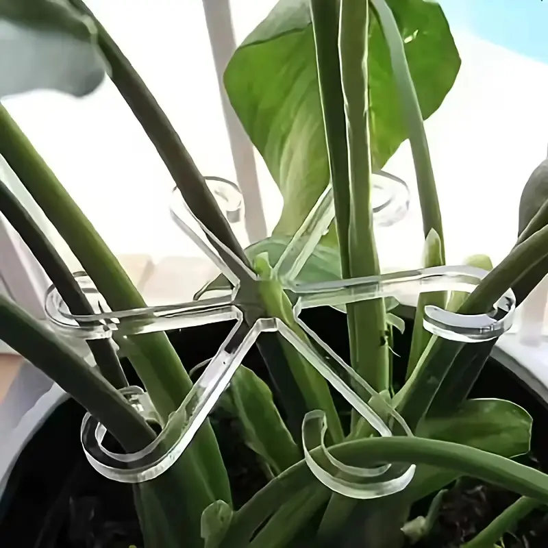 8pcs Green Plant Stem Support Clips, Garden Plant Supplies, with Adjustable Arms & Sturdy Hooks - Heavy Duty Climbing Frame for Indoor, Hydroponic Plants, Flower Pots - Easy Install Garden Stakes Garden Trellis Hydroponic Plant Holders