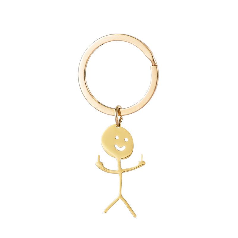 Funny Doodle Stick Figure Keychain, Cute Smiley Face Stainless Steel Charm, Minimalist Cartoon Bag Accessory for Kids & Adults Funny Doodle Stick Figure Keychain, Cute Smiley Face Stainless Steel Charm, Minimalist Cartoon Bag Accessory for Kids & Adults