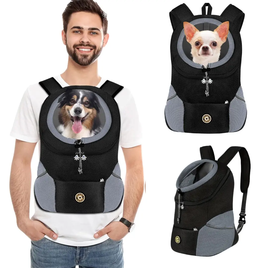 Dog Front Carrier Backpack, Adjustable Breathable Pet Carrier for Small Dogs, Ventilated Puppy Backpack, Lightweight Doggy Backpack for Hiking Outdoor, Outdoor Animal Carrier