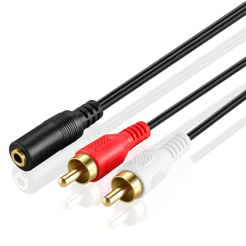 3.5mm to 2RCA Stereo Audio Adapter Cable - Free Copper, Solid Lines, Female to Male, Bi-Directional AUX Headphone Jack Y Splitter Plug
