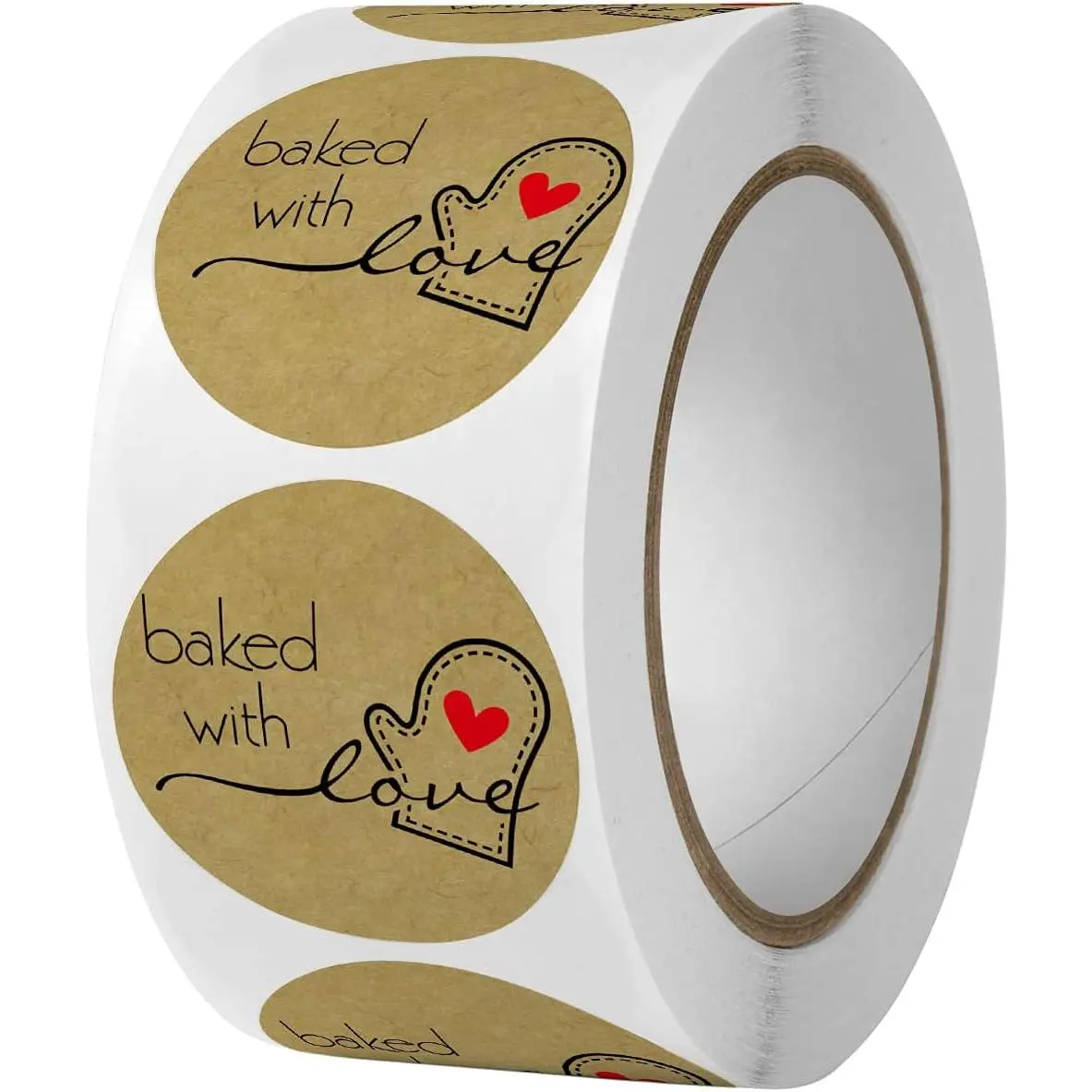 1000 count Hand Made with Love Stickers,1 Inch Small Round Brown Thank You  Baking Stickers Label Bakery for Baked Goods Packaging Jam, Jelly Jar Canning Bottle,Cookie Bag (Brown Baked) 1