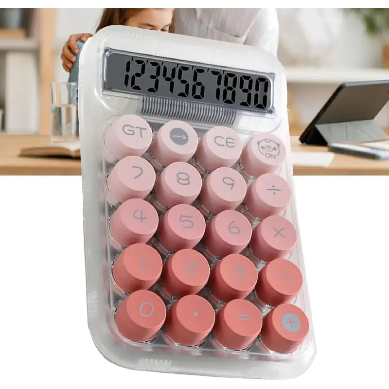 Student Calculator with Large Buttons and Big Screen Display, 10-Digit Desktop Calculator with Clear Numbers, Easy to Use for School Math Class Homework and Office Use, Requires (Pink)