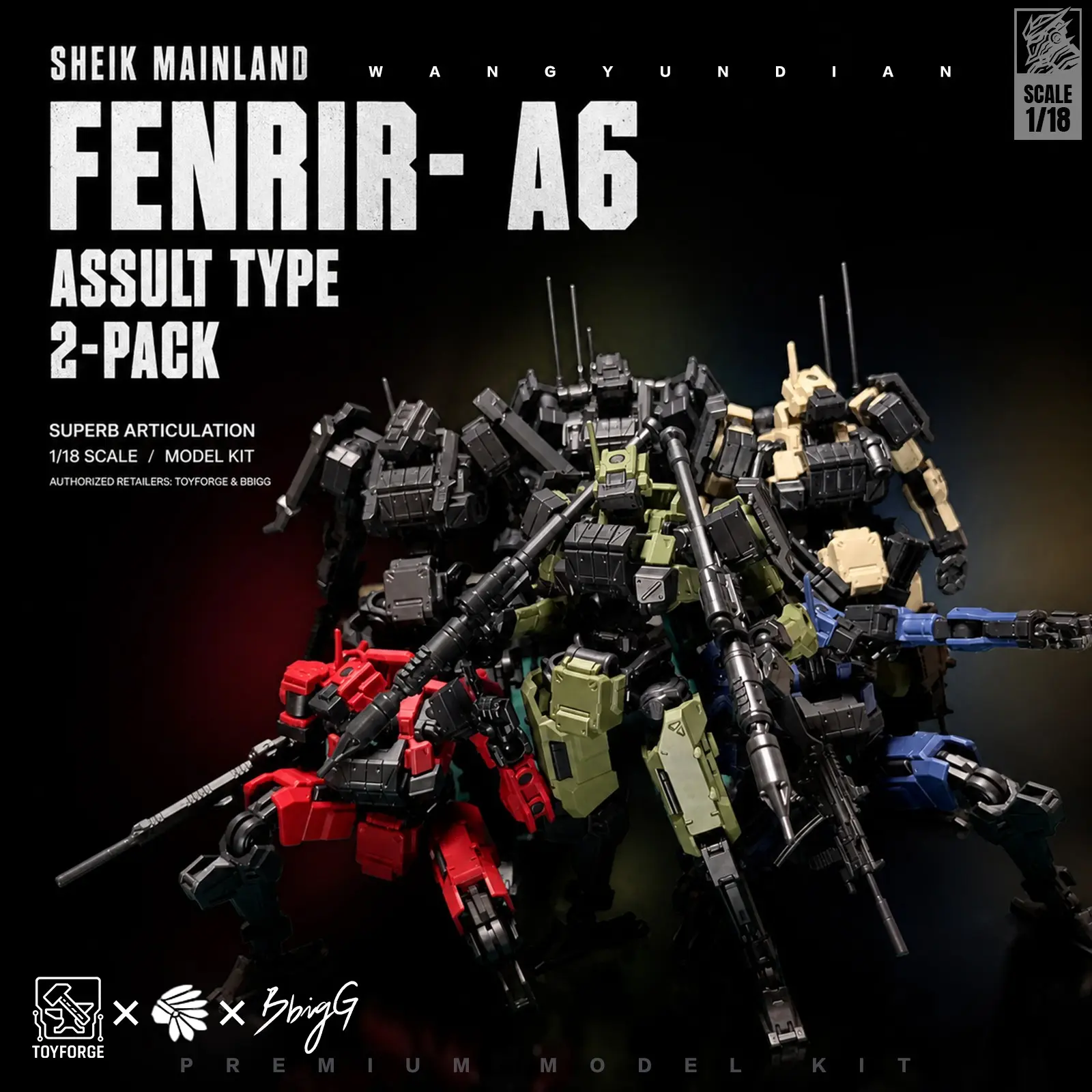 SHEIK MAINLAND FENRIR- A6 ASSULT TYPE 1/18 Scale Motorized Mecha Model Kit, Modular Assembly Action Figure, Collectible Figure, Gift Set, 11.2cm/4.41 Inches