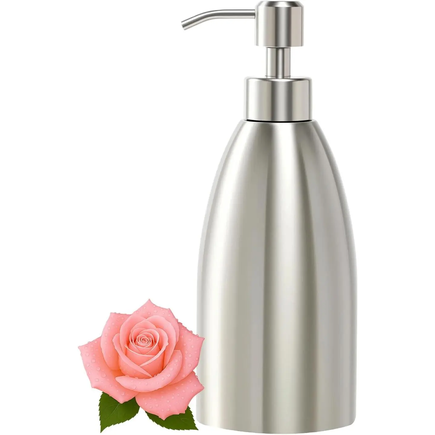 304 Stainless Steel Soap Dispenser 16oz Rust-Proof Liquid Soap Pump Bottle for Kitchen or Bathroom Countertop Hand Dish Lotion Leak-proof (Brushed Nickel)