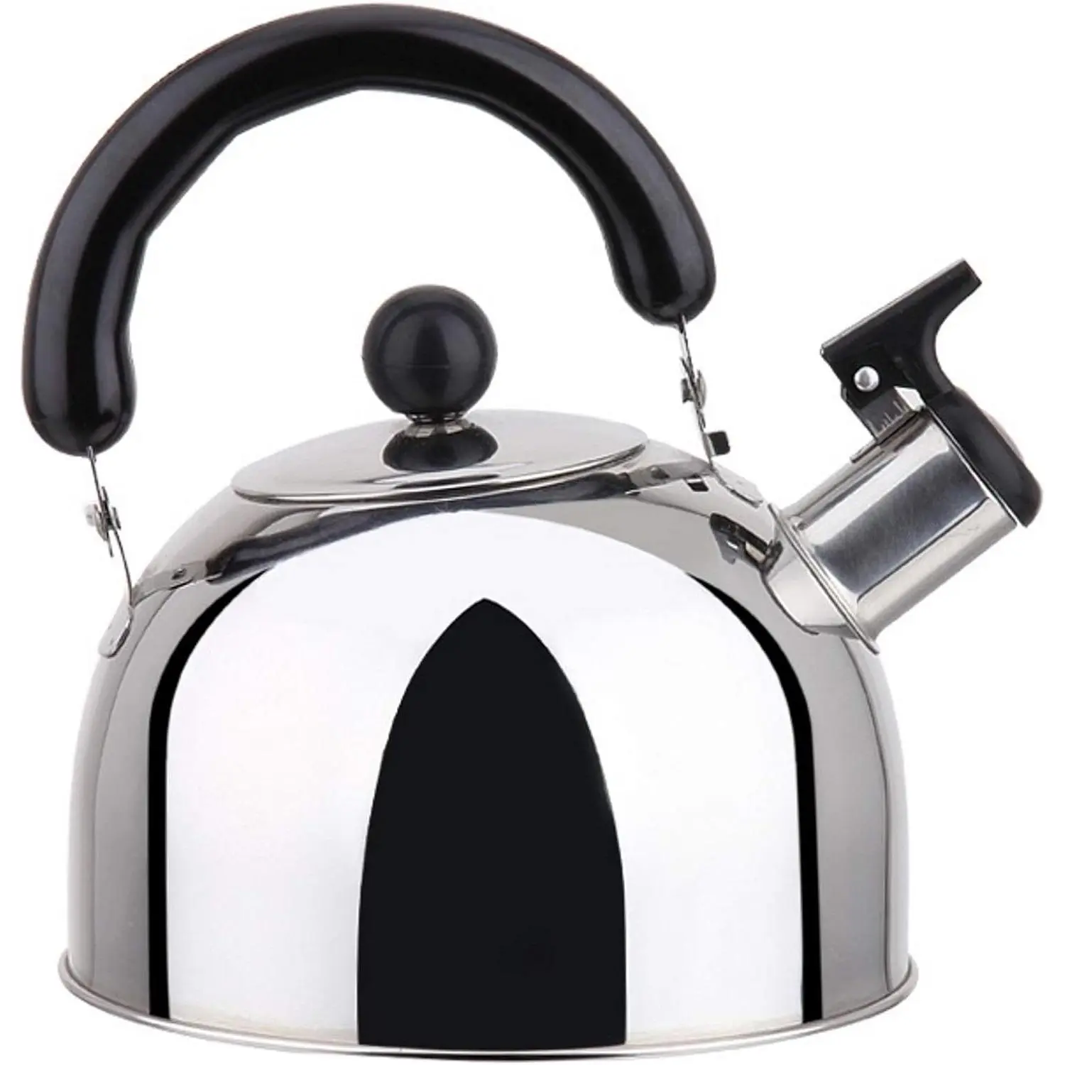 Stainless Steel Stovetop Whistling Tea Kettle Classic Teapot with Ergonomic Handle, Works on Induction Cooktops (4 Liters)