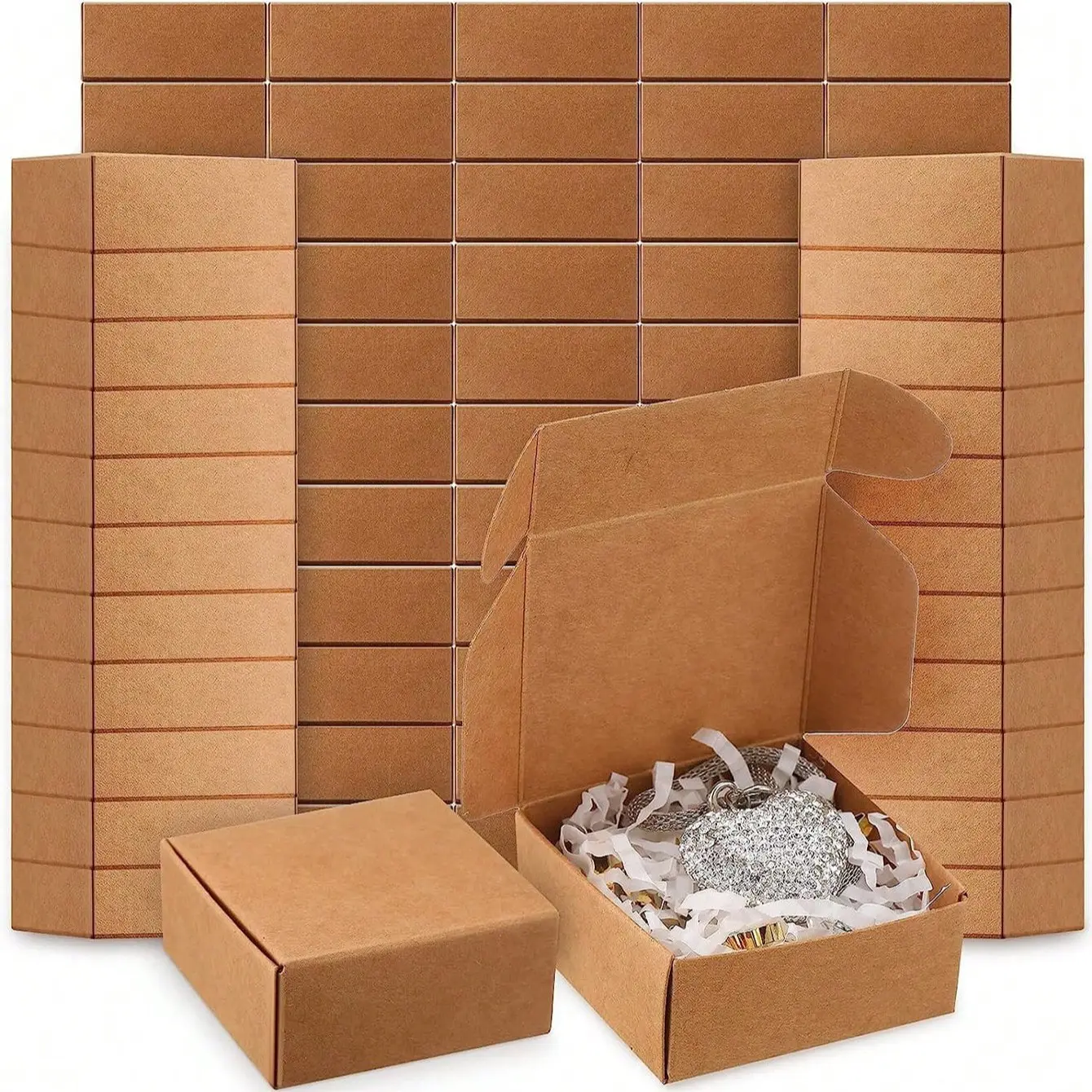 50-Pack Kraft Paper Gift Boxes Bulk, Durable and Stylish, Ideal for Jewelry Packaging and Souvenirs, Perfect for Craft Enthusiasts and Gift Wrappers