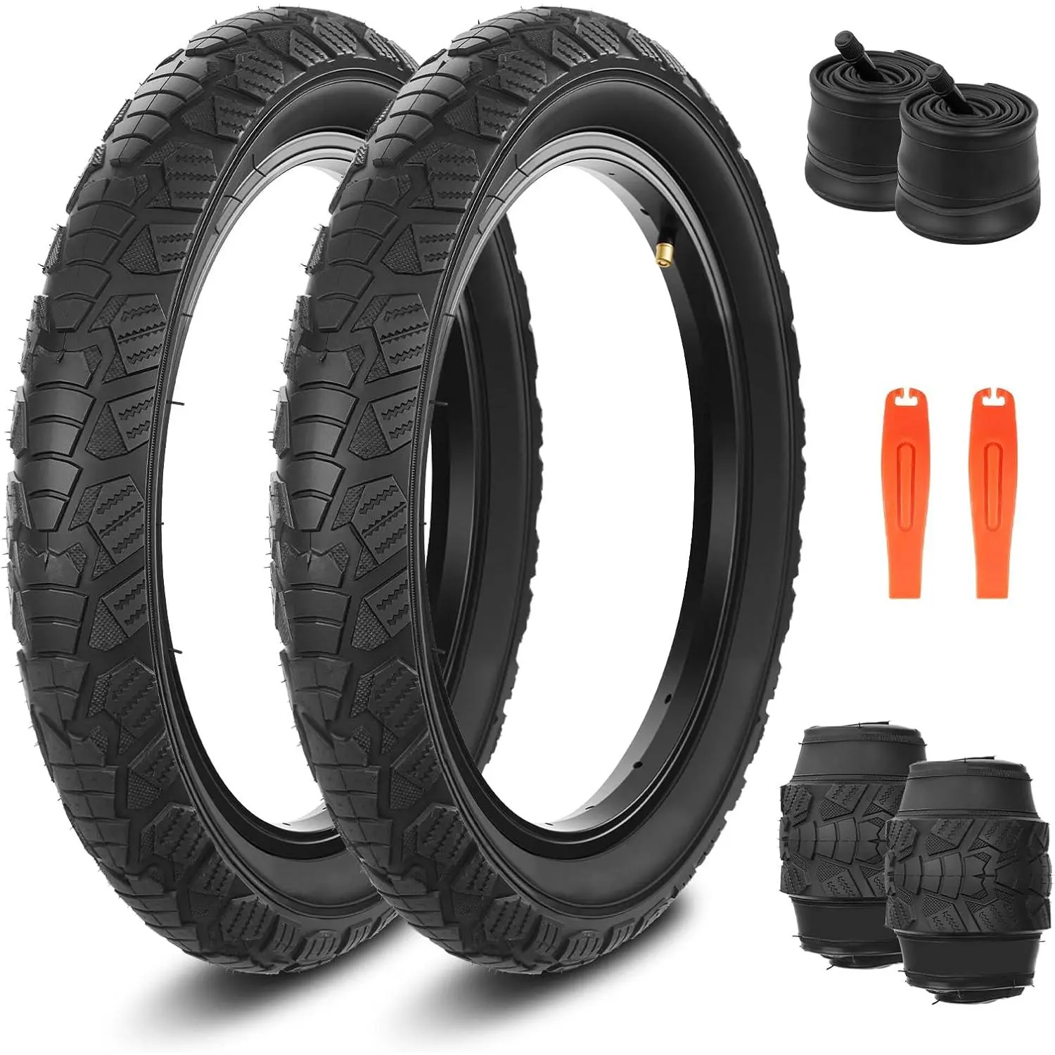 Bike Tire 16/20 inch Electric Bike Tire High Traction 16/20 x 2.5 inch Foldable Tire Directional Tread Replacement All Terrain Tire for E-Bike Snow Bike Kids Dirt Bike BMX E-Tricycle