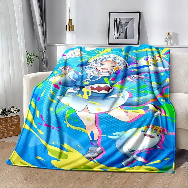 Gawr Gura Hololive Anime Multi-Size Microfiber Poly Flannel Throw Blanket - 40x30in (Very Small), 50x40in, Wrinkle-Resistant, Durable, Fade-Resistant, Lightweight, Breathable, Soft Plush, Machine-Washable, for Home & Travel, Ideal for Friends and Family