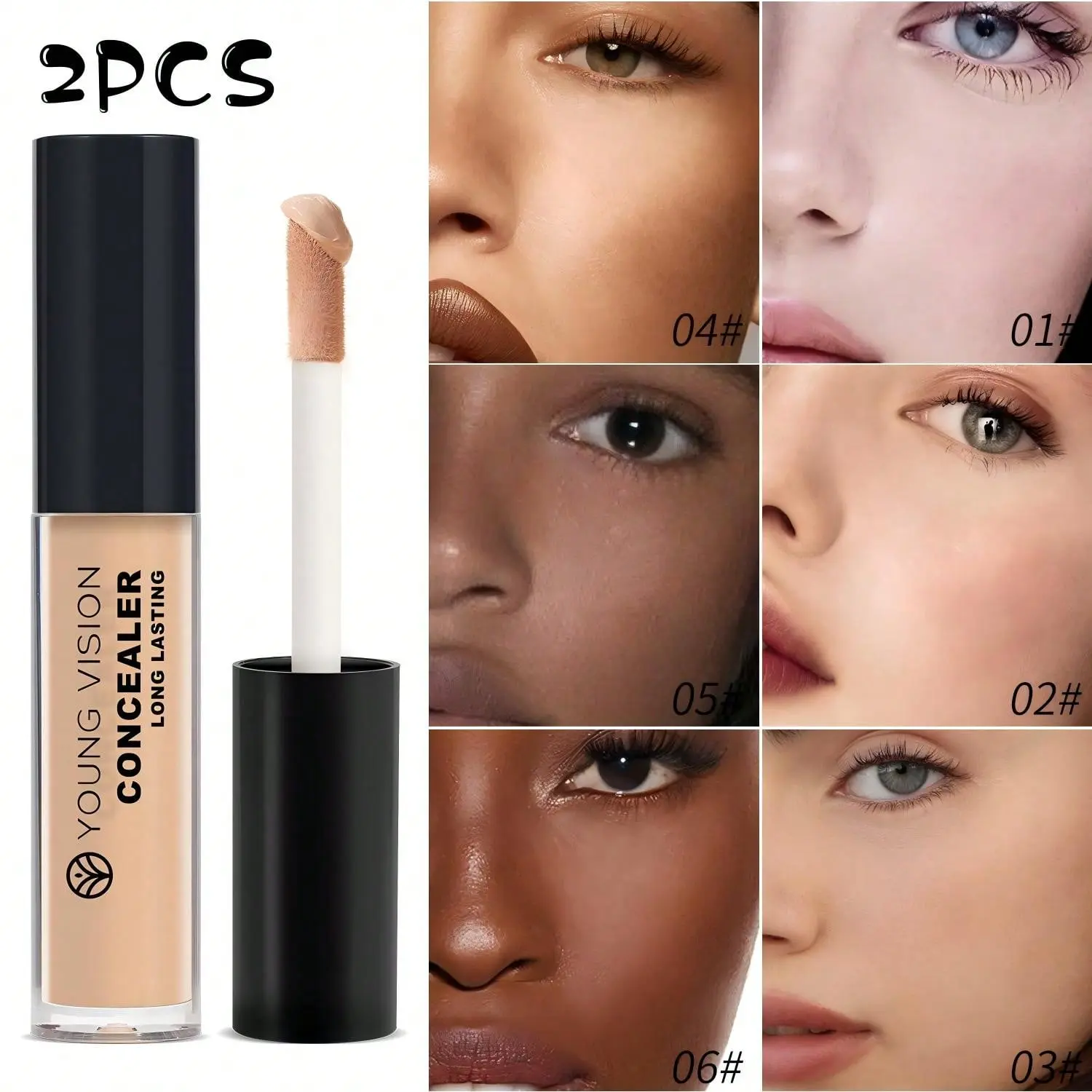 2-Piece Concealer Set: Natural, Long-Lasting, Waterproof, Facial Concealer For Skin Modification, High Concealer Foundation, Facial Makeup, Versatile For Daily Use, Party And Stage Makeup, Christmas And Holiday Concealer Set