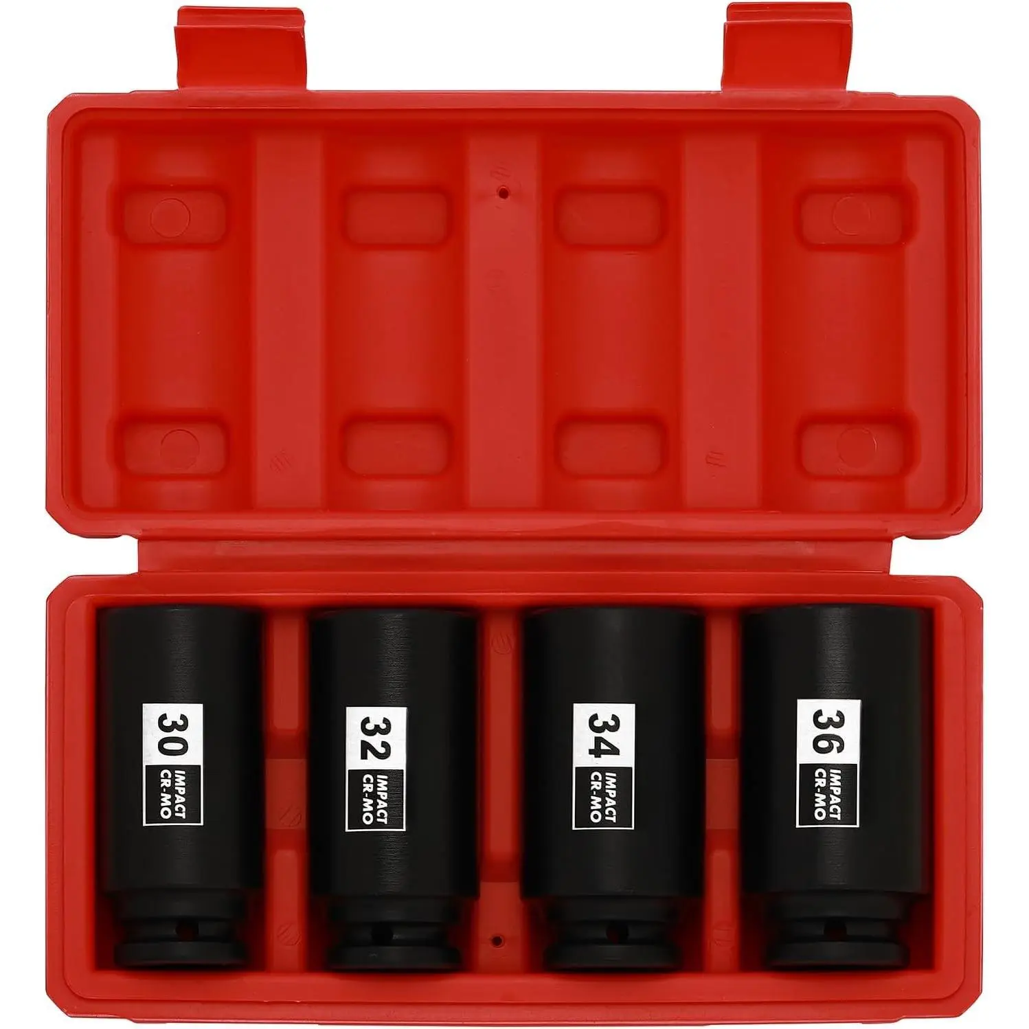 1/2-Inch Drive Deep Spindle Axle Nut  Socket Set,12 Point Metric, CR-MO, 30,32,34,36mm, 4- 1/2" Heavy Duty  Socket Set