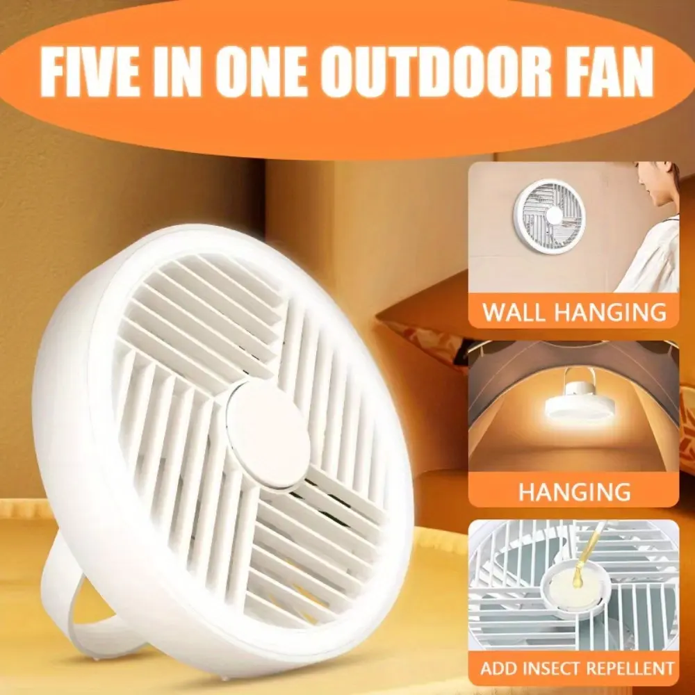 Usb Rechargeable Hanging Fan with Led Light, Quiet Mini Ceiling Fan with Adjustable Wind Speed, Multifunctional Portable Cooling Fan, Suitable for Camping Tents, Bedroom, Car Travel and Indoor Daily Summer Heat Relief