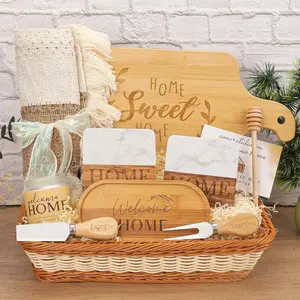 House Warming New Home Gift Ideas Realtors Closing Gifts for Home Buyers Woven Basket Serving Board Table Runner Gifts for Couples Women Men