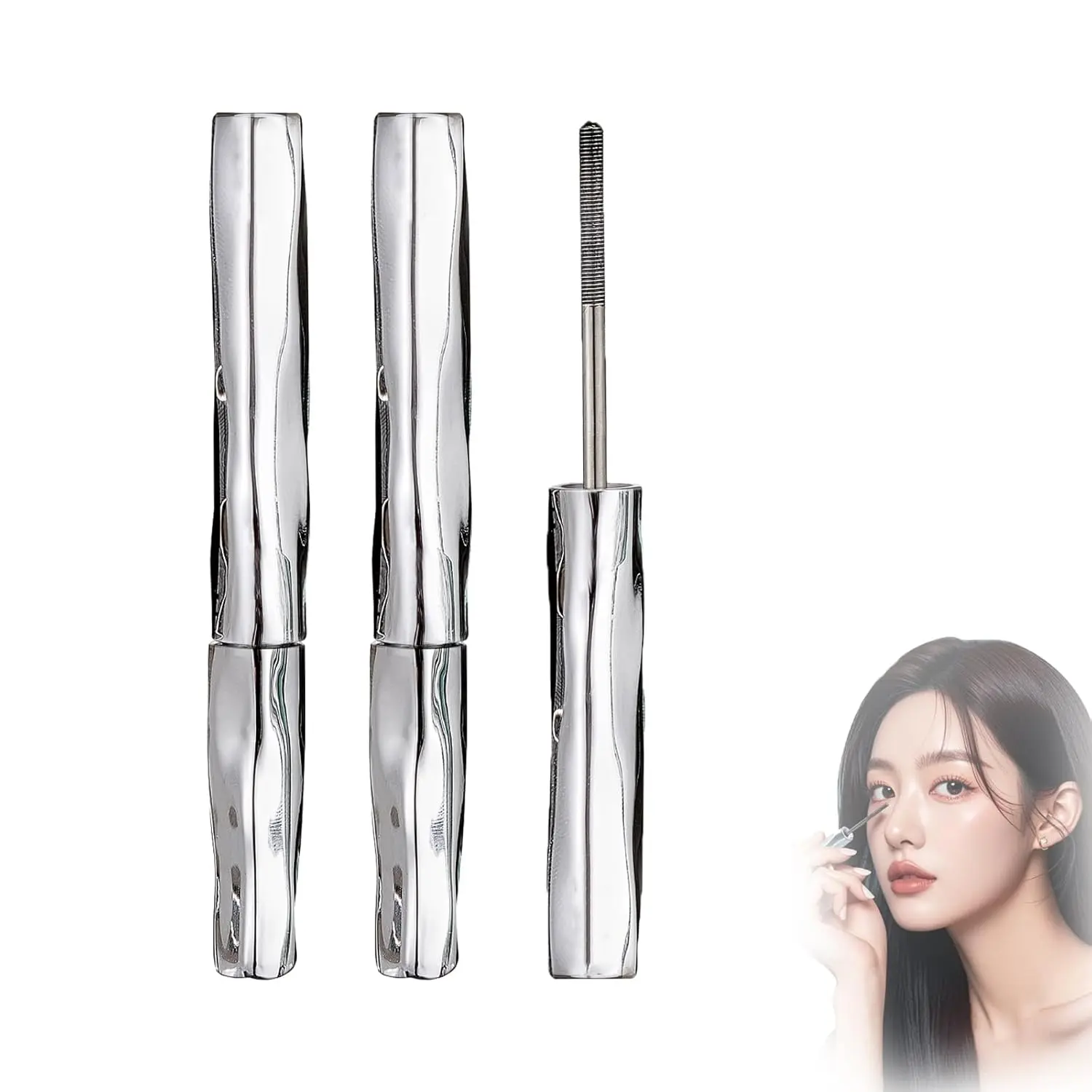 Metal Wand Mascara for 3D Curling, Lengthening, and Thickening Eyelashes - Waterproof, Long-Lasting, No-Flaking, and Quick-Drying Formula for Women, Makeup