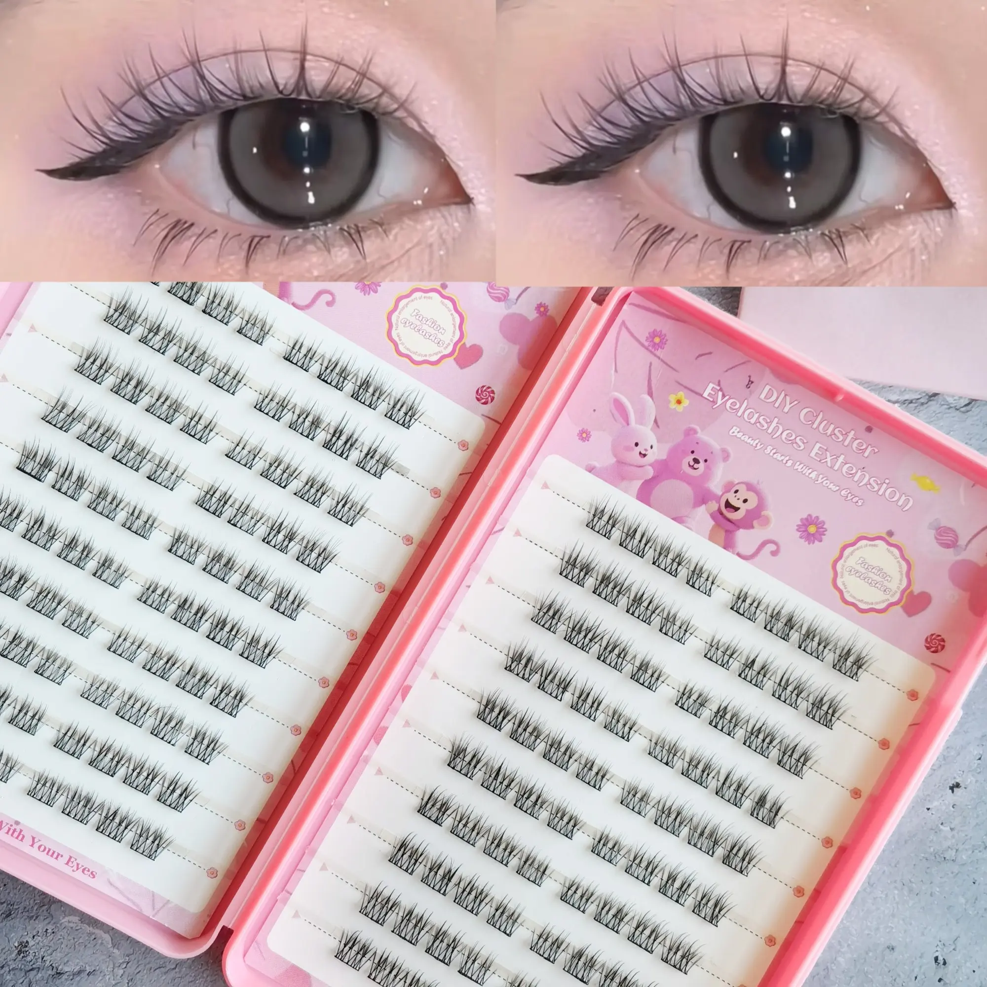 160pcs Self-Adhesive False Eyelashes, Korean Style Fluffy C Curl, Soft and Fine, Ideal for Light Makeup and Daily Commute